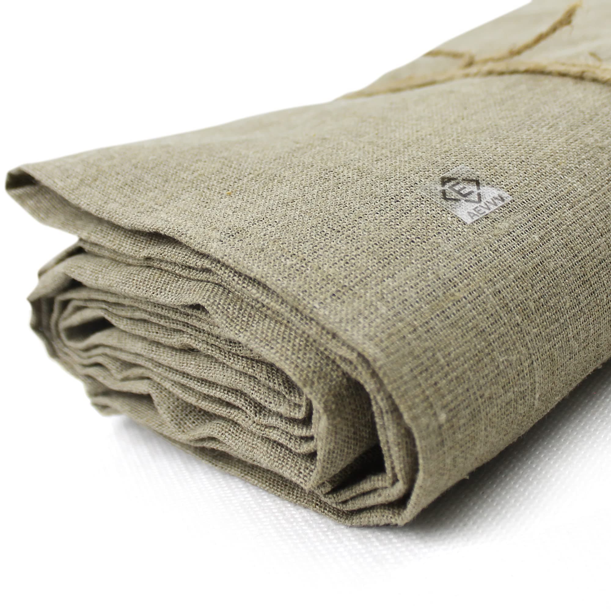 Art Natural Linen Canvas Roll 69" Wide x 1 Yard Long - Plain Unprimed Canvas Fabric for Painting - Raw Linen Canvas Rolled Heavy Duty (14.1oz)