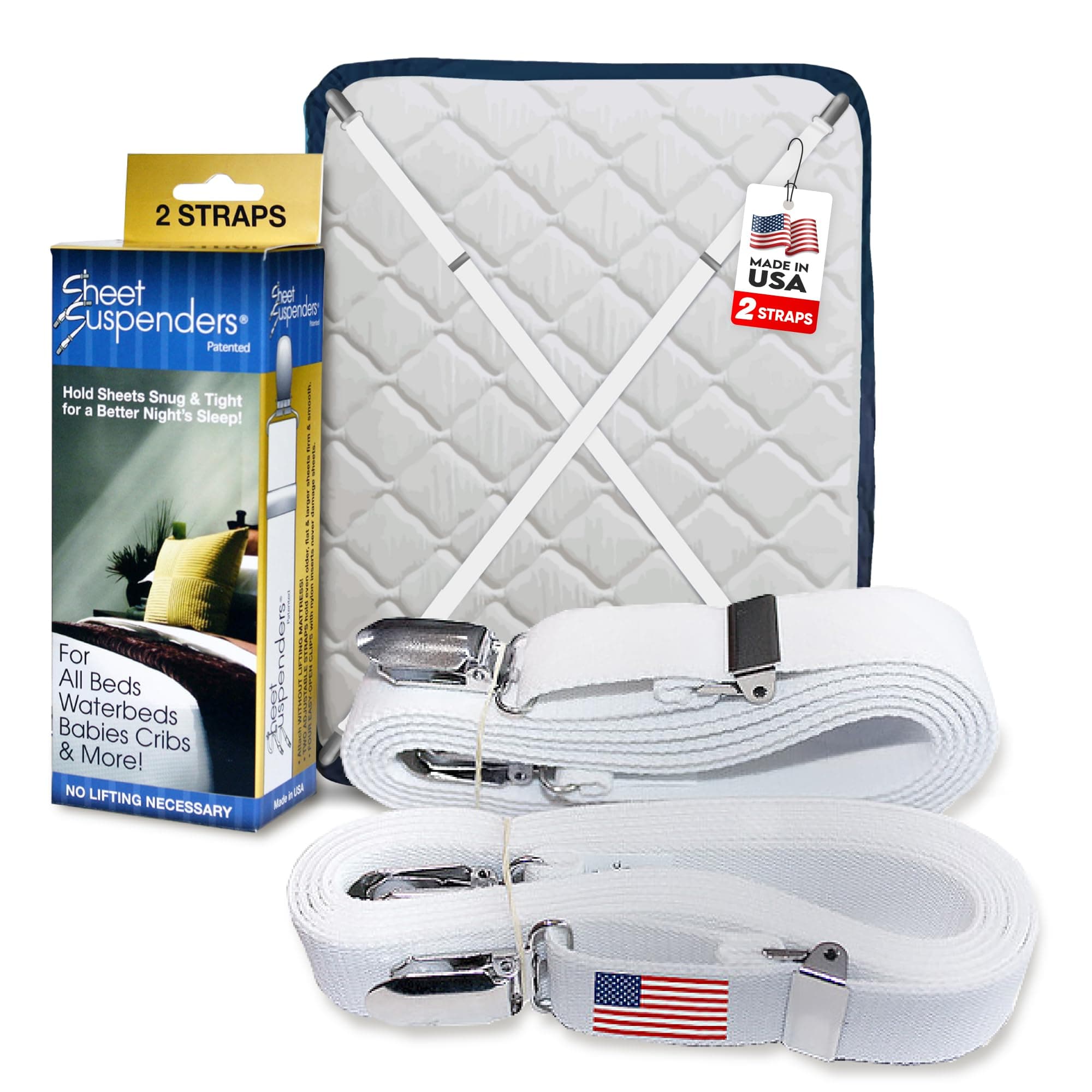 Original Bed Sheet Straps with Clips Holder - Fitted Sheet Straps, Bed Sheet Holder, Bedsheet Clips/Straps - Fits All Mattress Sizes