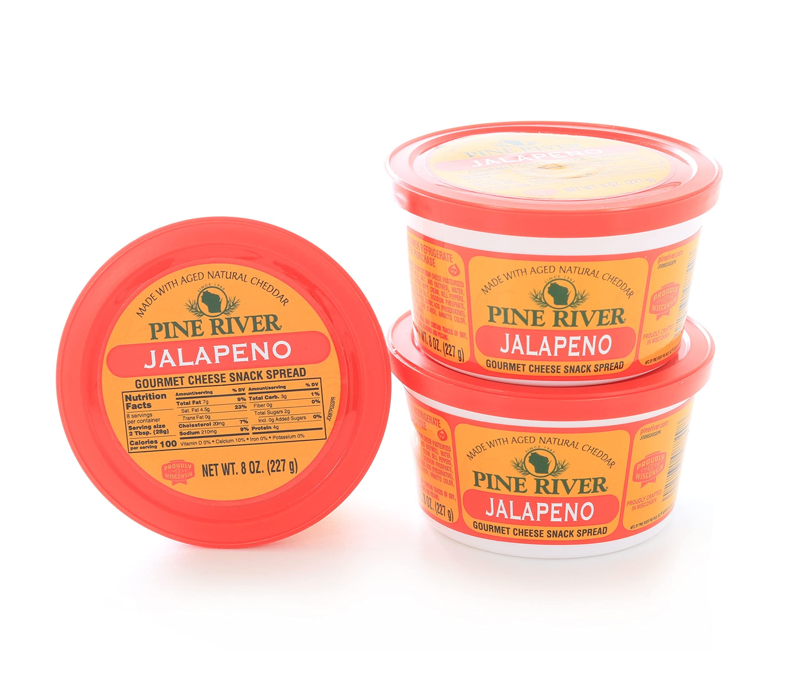 FARMER'S MARKET Pine River Jalapeno Cheese Spread (3-8oz Tubs) Shelf Stable