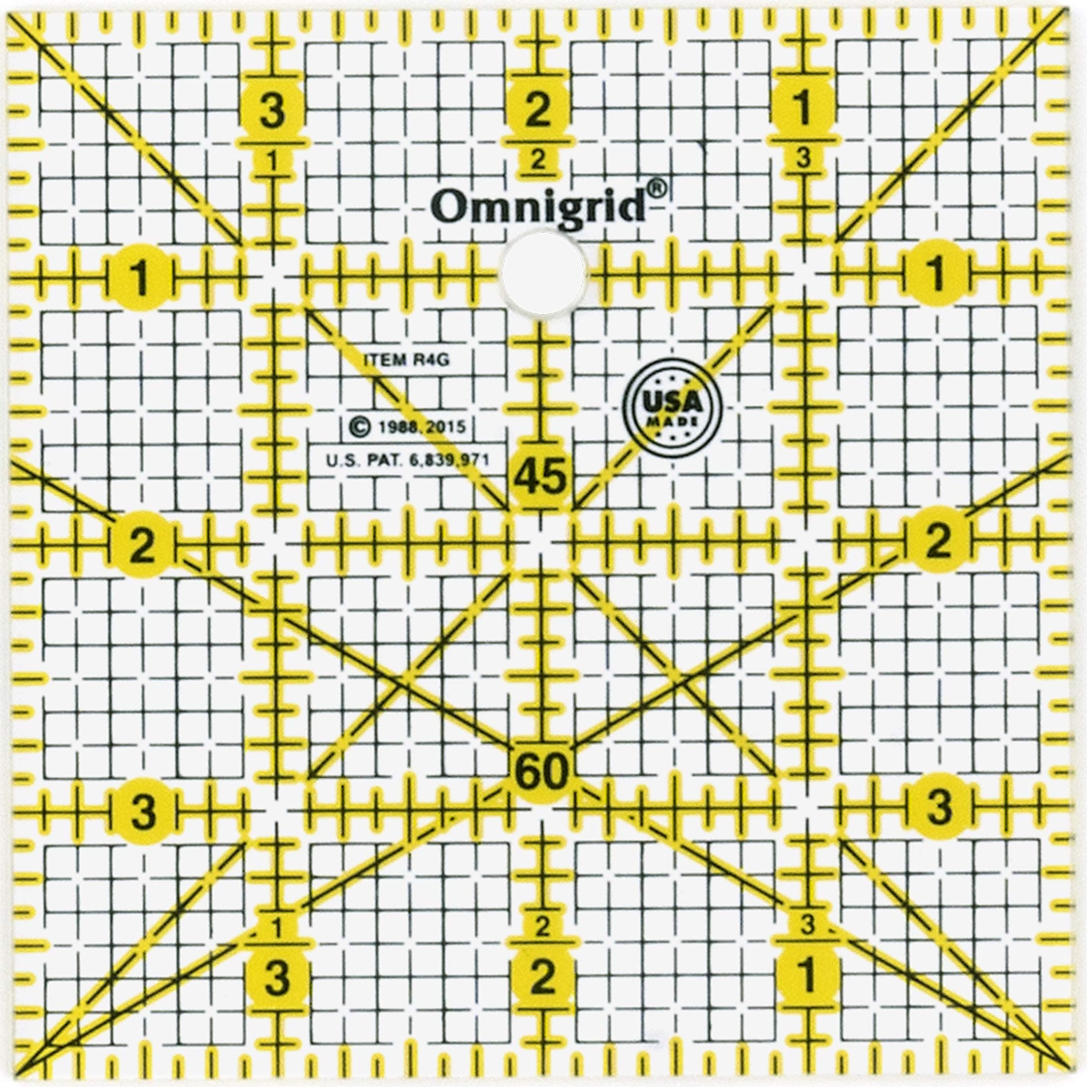 Omnigrid 4-Inch Square Grid Ruler, Clear Quilting and Sewing Ruler