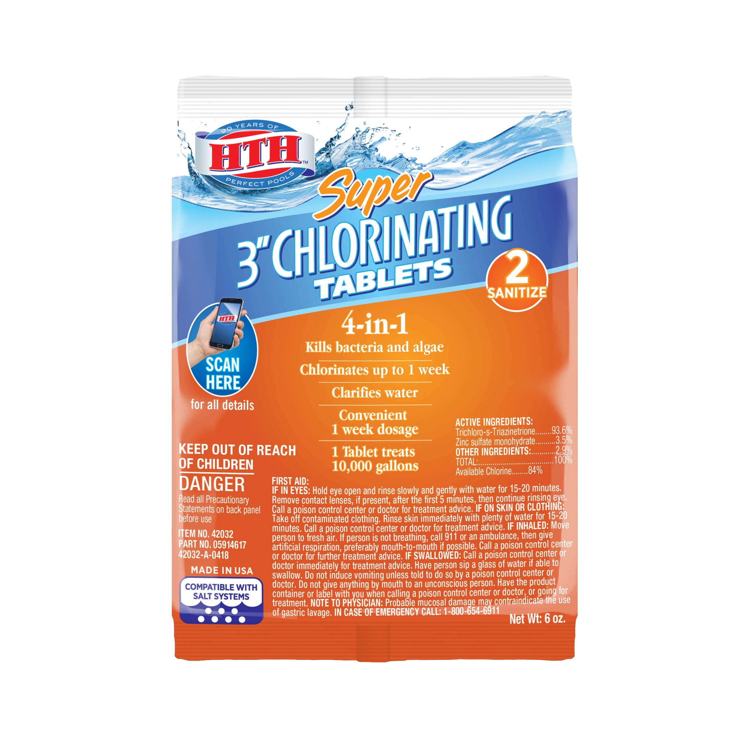 HTH 3-inch Chlorinating Tablets Swimming Pool Sanitizer, 6o
