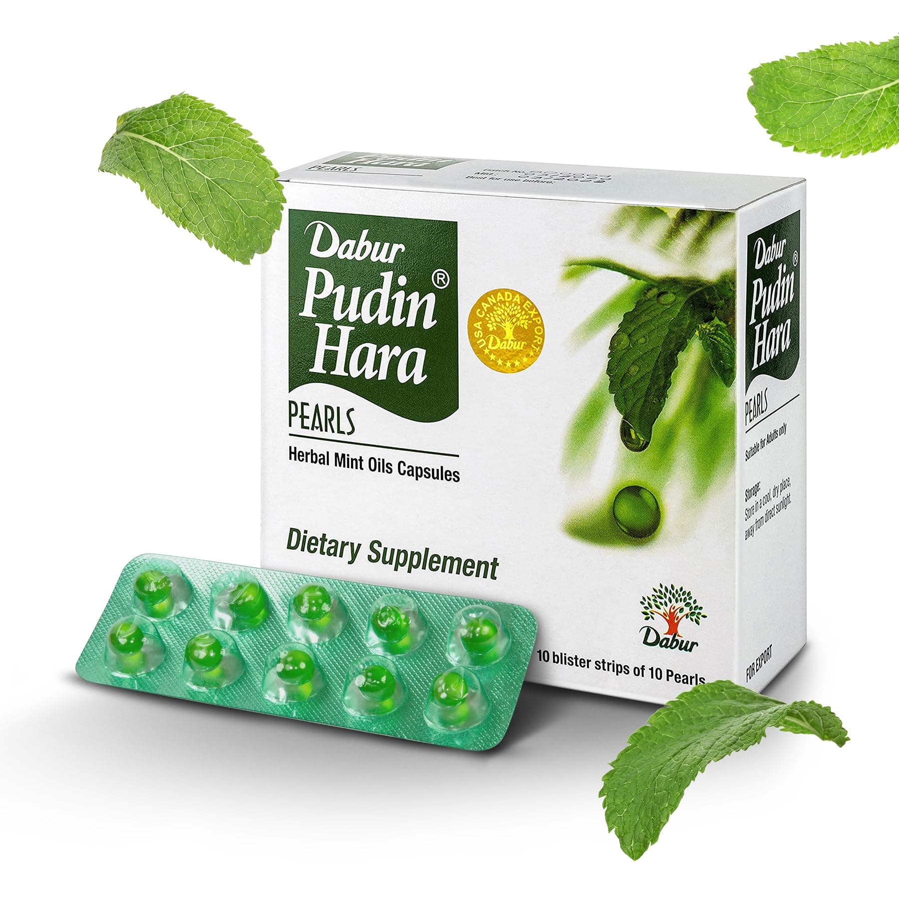 Pudin Hara Pearls - Daily Digestive Care Supplements for Men and Women, Helps Abate Symptoms of Bloating, Acidity, Flatulence and Indigestion for Digestive and Gut Health, 100 count (Pack of 10)