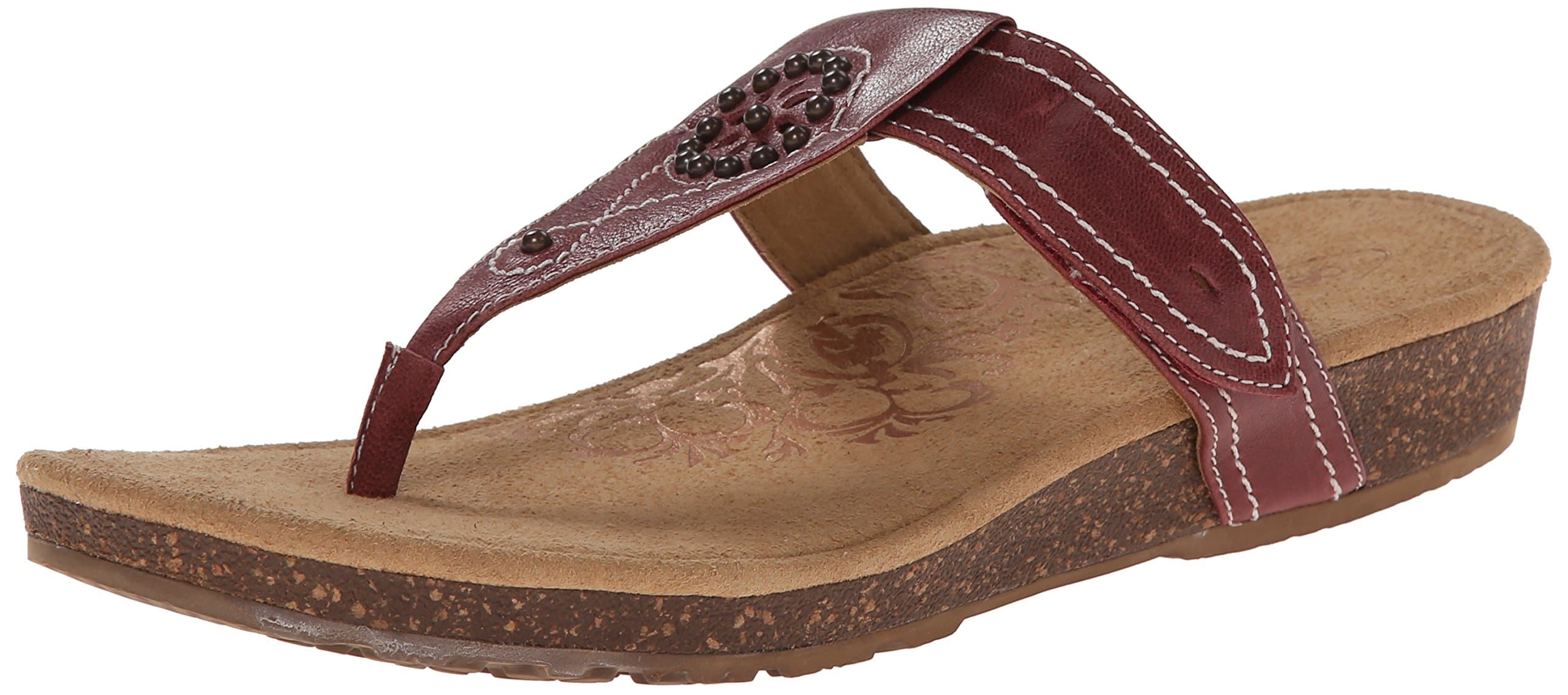 Aetrex Women's Emily Thong Sandal, Aged Red, 9 M US