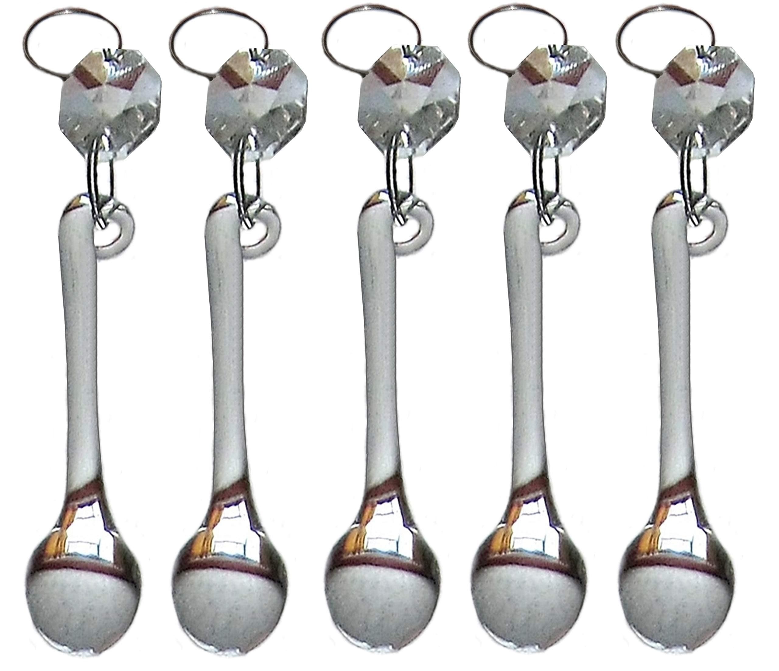 – 5 Pieces 53mm 2" Orb Clear Chandelier Drops Transparent Droplets Cut Glass Crystals Beads Christmas Tree Ornaments Wedding Decorations Light Spare Parts