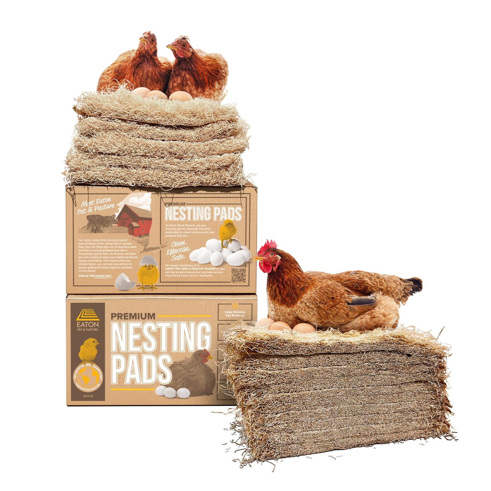 Premium Laying Hen Nesting Pads, USA Grown & Sustainably Harvested, 13 x 13 (10 Pack)
