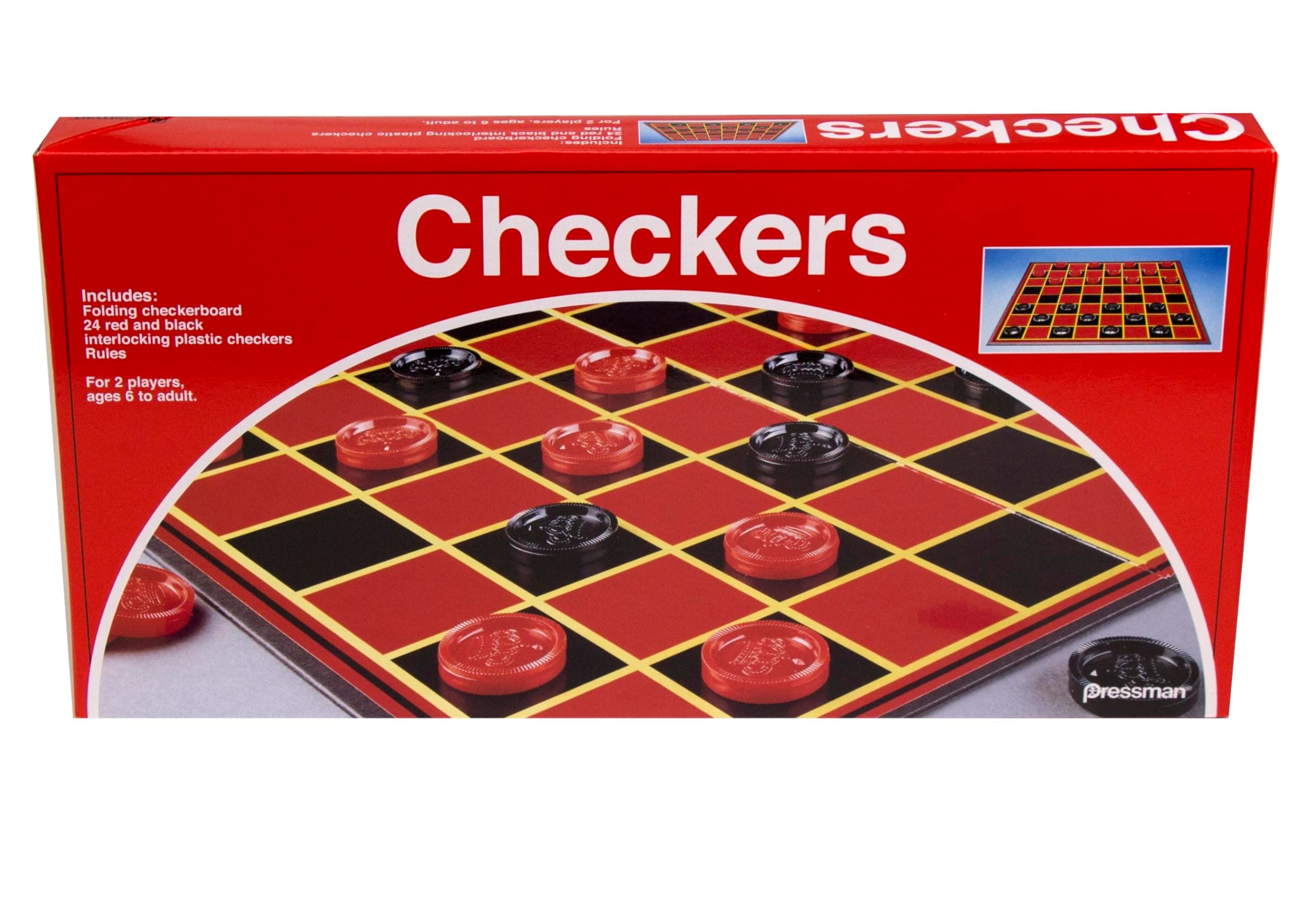 Pressman: Classic Checkers Set | Traditional Board Games for Kids and Adults | For 2 Players Ages 6+