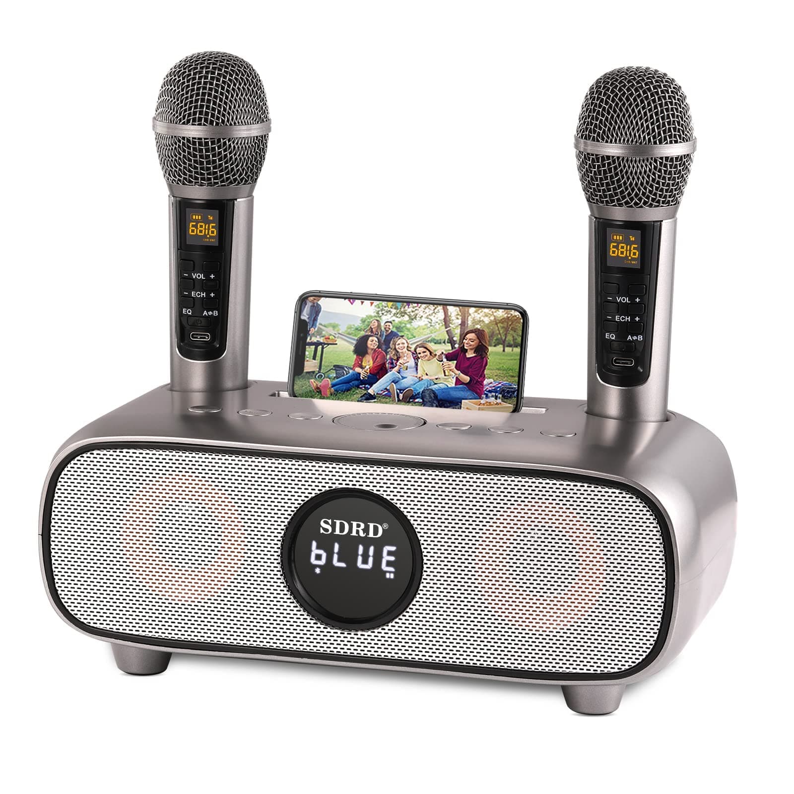 Karaoke Machine for Adults and Kids,Portable Bluetooth Karaoke Machine with Lyrics Display , PA Speaker System with 2 Wireless Bluetooth Microphone Best Birthday Gift for Boys and Girls