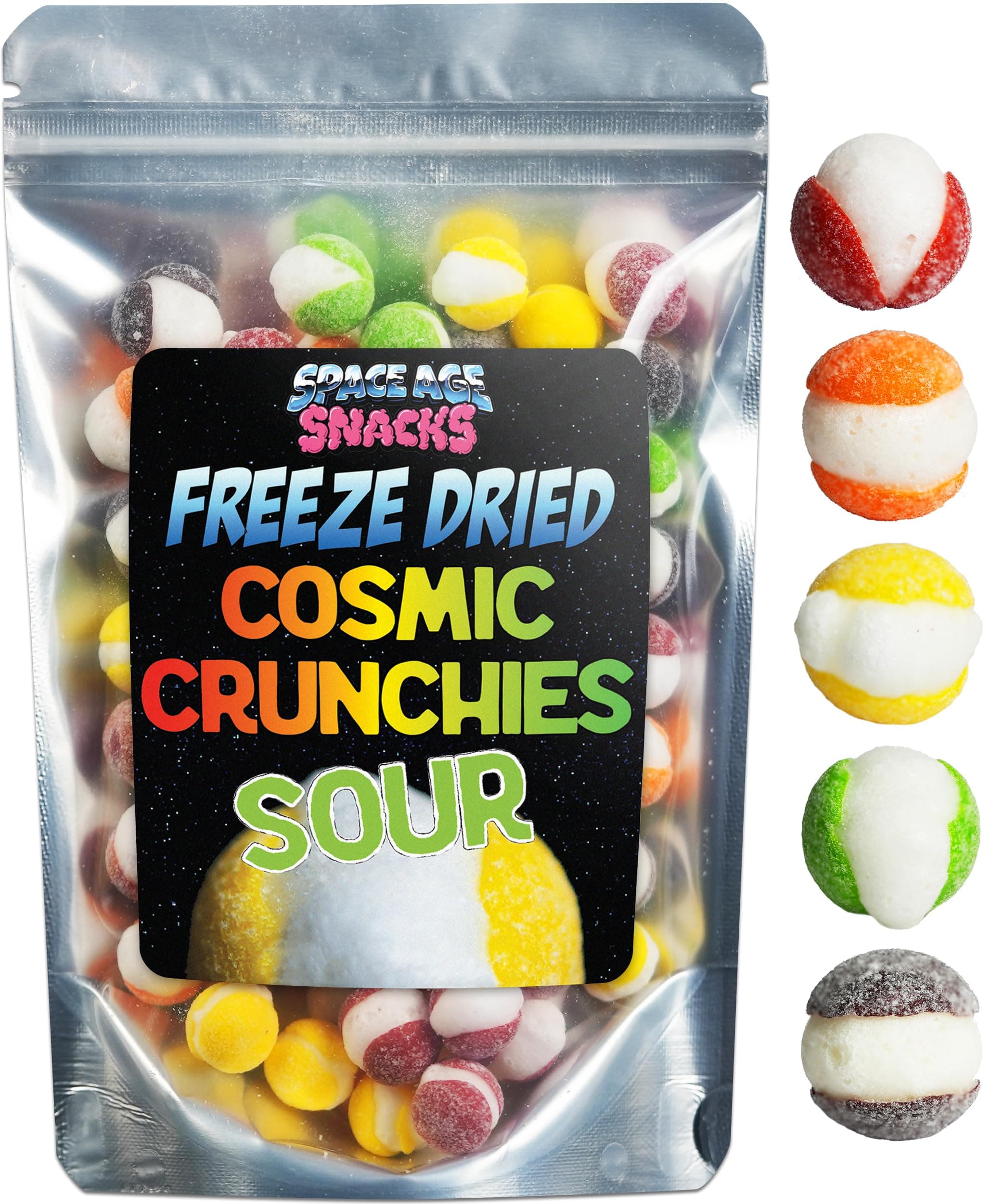 Sour Freeze Dried Candy - 4 Ounce Freeze Dried Sour Cosmic Crunchies Viral Candy - Gourmet Sour Candy - Freezed Dry Light and Crunchy for All Ages