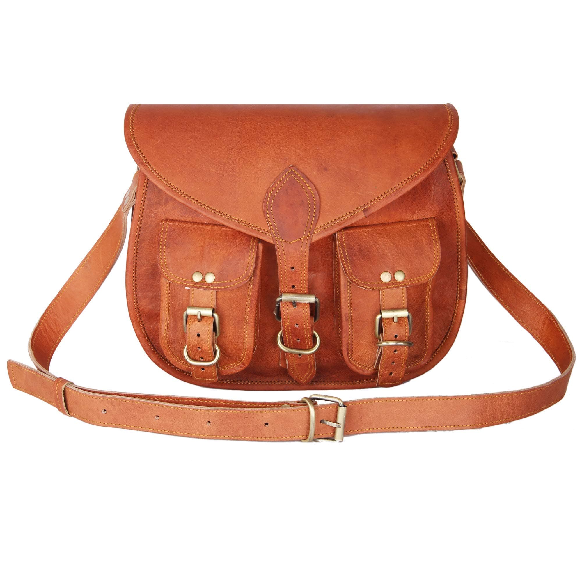 Leather NativeWomen’s Handmade Leather Boho- 13 Inch Gypsy Purse by Leather Native – Fashionable and Durable – Scratch-Resistant Frame Bag – Brown Shoulder Bag