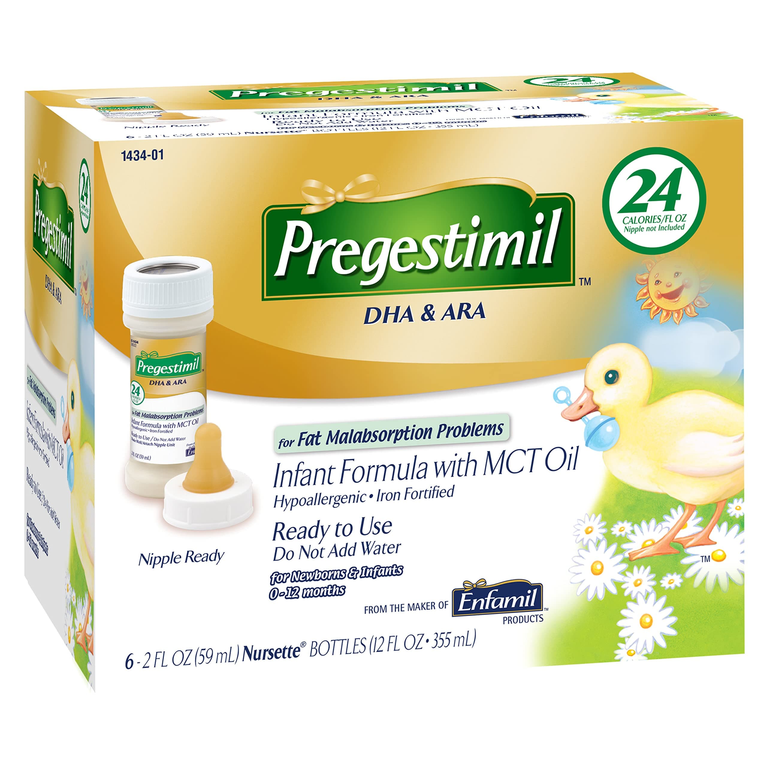 Enfamil Pregestimil Infant 24 CALORIE Formula with MCT Oil, for Fat Malabsorption Problems, 2 Fl Oz (6 Count)