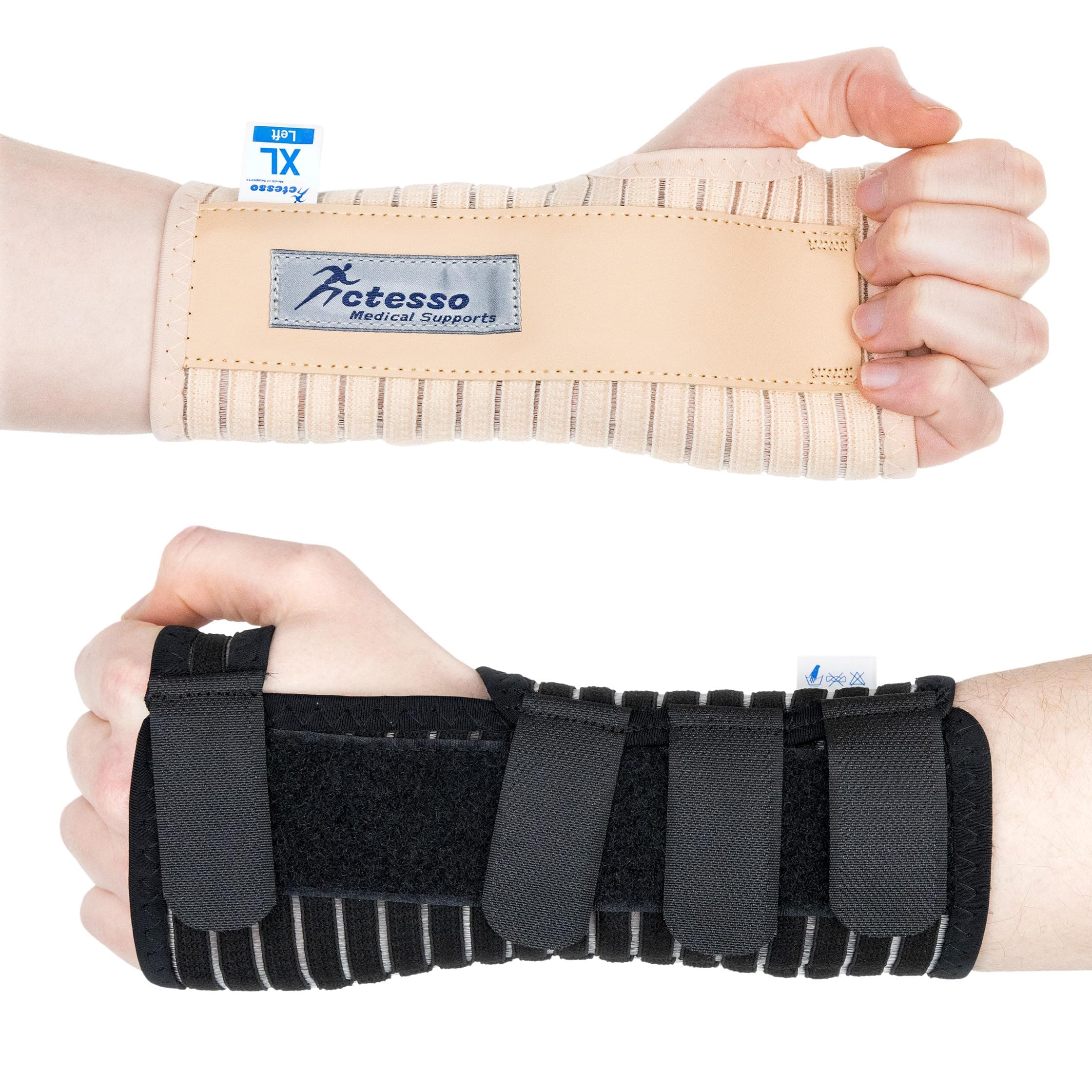 ActessoBreathable Wrist Support Brace – Ideal Wrist Splint for Carpal Tunnel, Sprains, and Tendonitis (Black, XL Left Hand)
