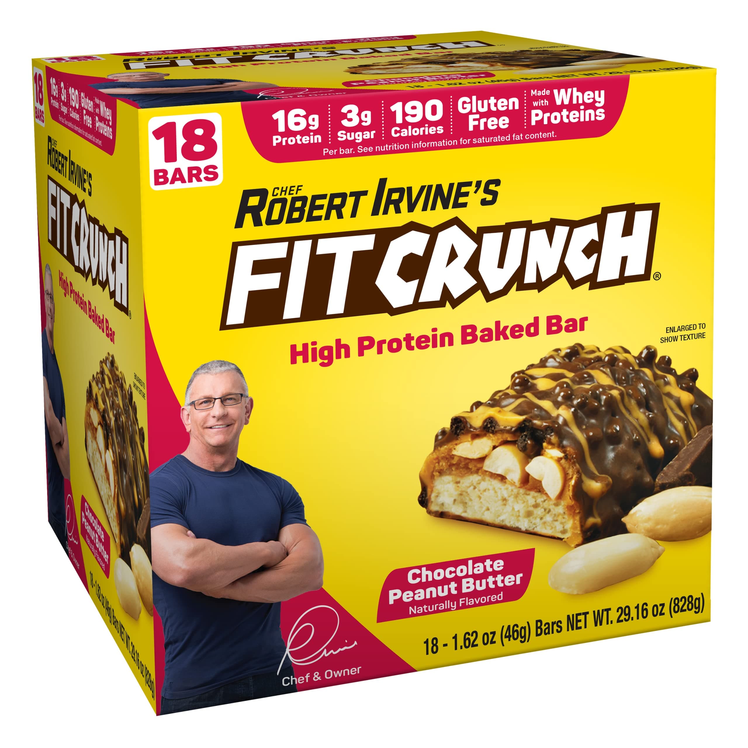 Fit Crunch Fitcrunch Snack Size Protein Bars, Designed By Robert Irvine, World™S Only 6-Layer Baked Bar, Just 3G Of Sugar, Gluten Free, High Protein & Soft Cake Core