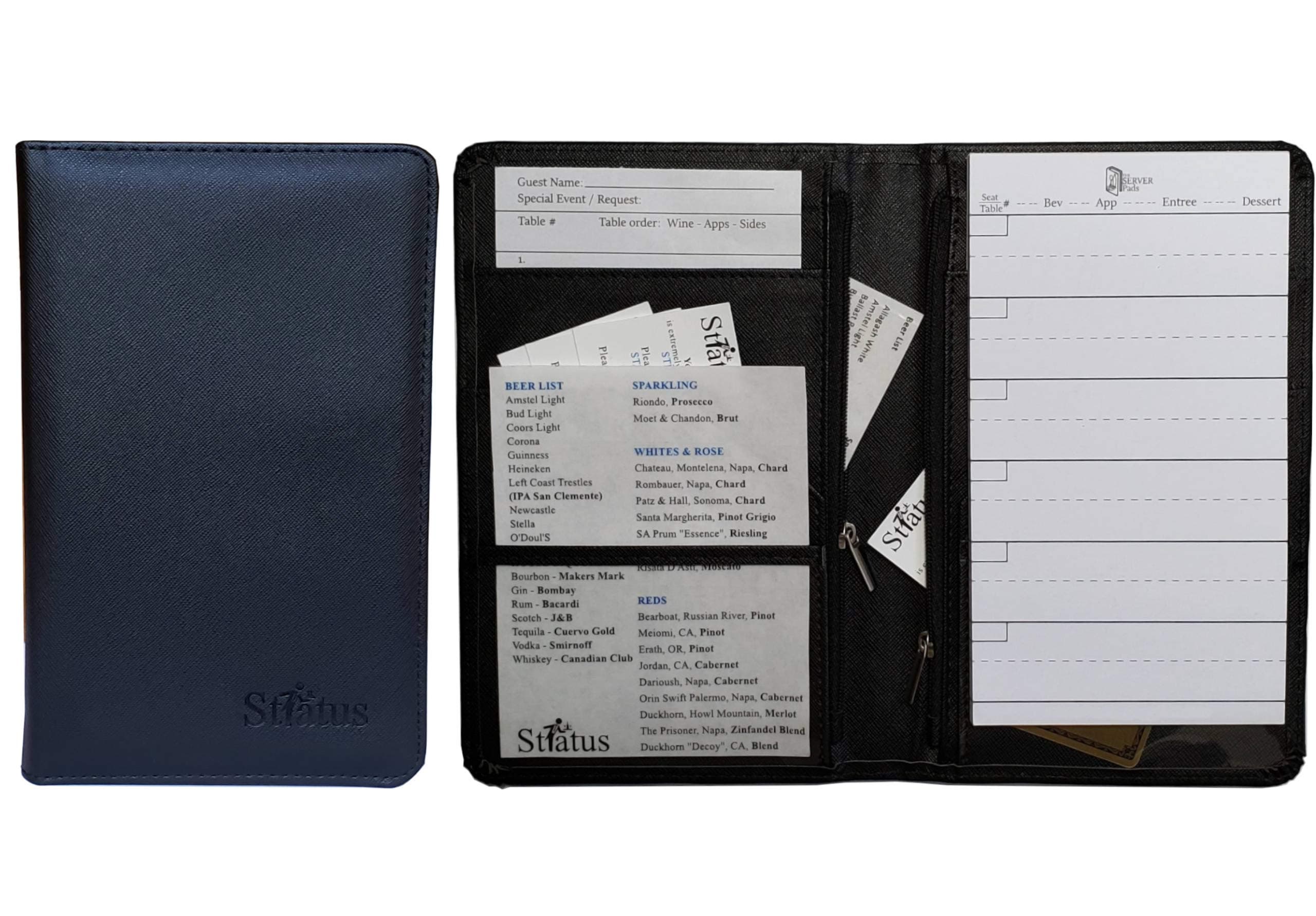 The Server Book with Zipper Pocket - Black Waitress/Waiter Book with Money Pocket for Every Apron - Food Service Equipment & Supplies - Menu & Guest Check Disiplayers-5.2 x 8 inches (1)