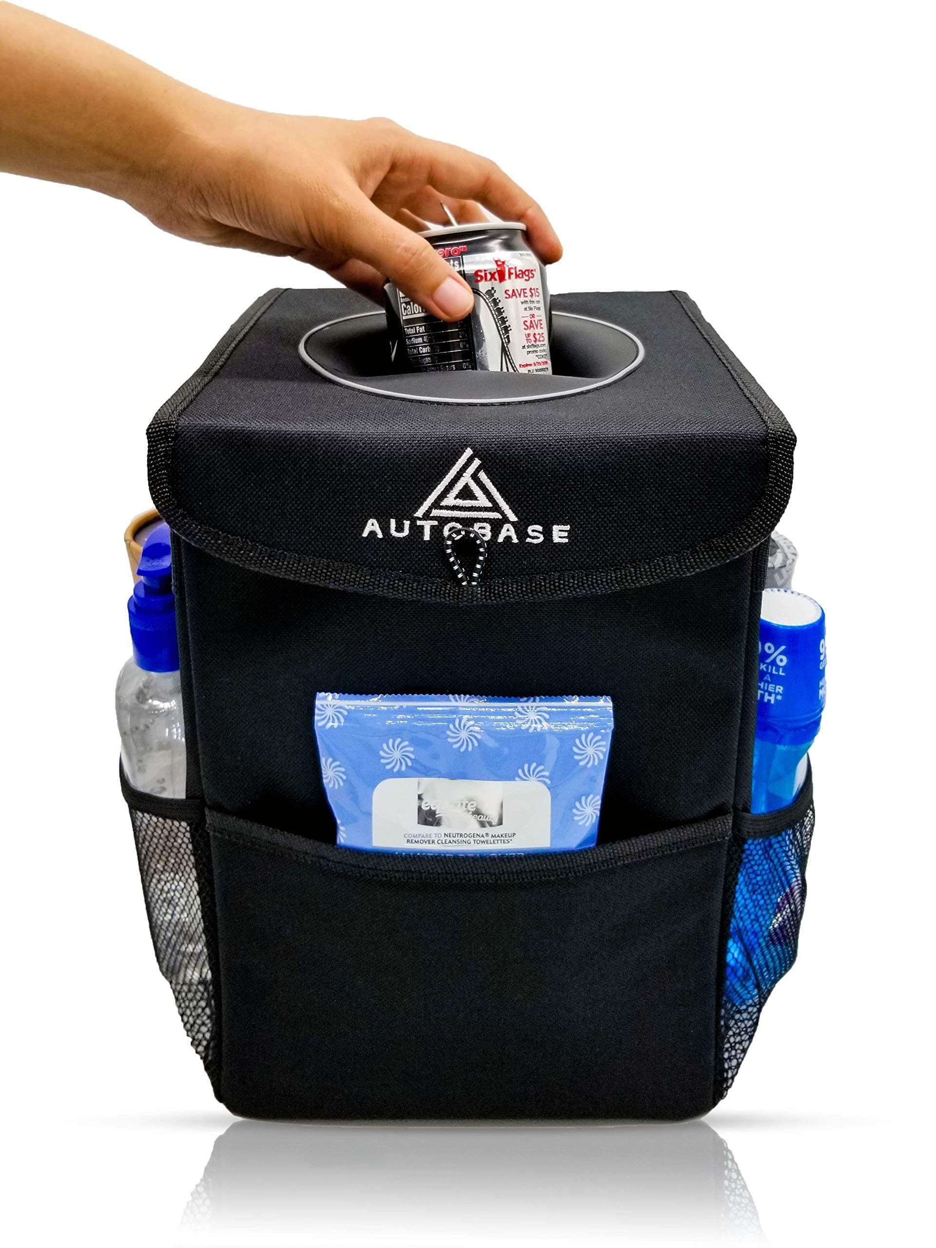 Autobase Trash Can for Car | Truck SUV Trash Bin Large 3 Gallon Size | Road Trip Must Haves | Car Gifts for Dad, Him or Her