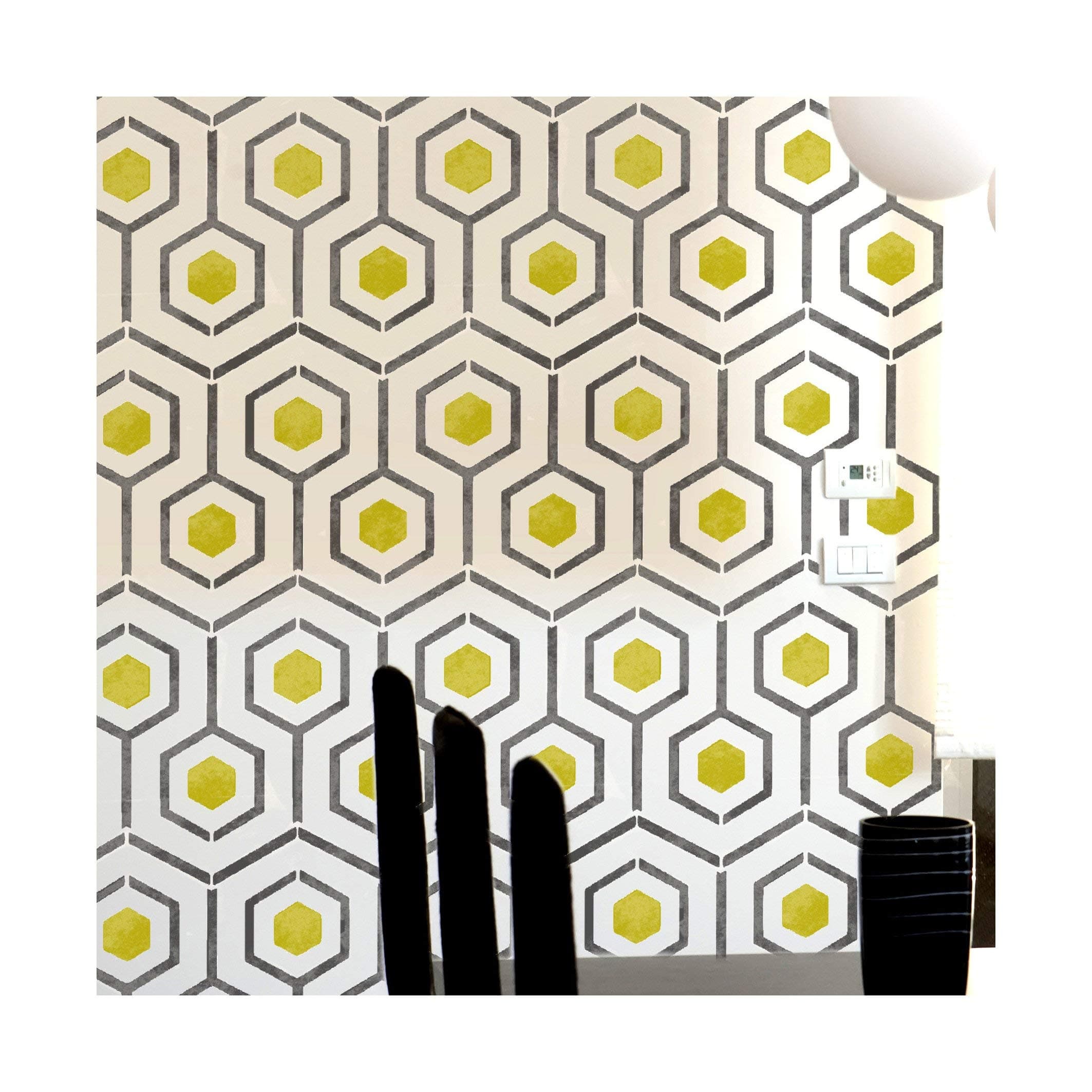 Hicks Hexagon Furniture Wall Floor Stencil for Painting - Furniture Small