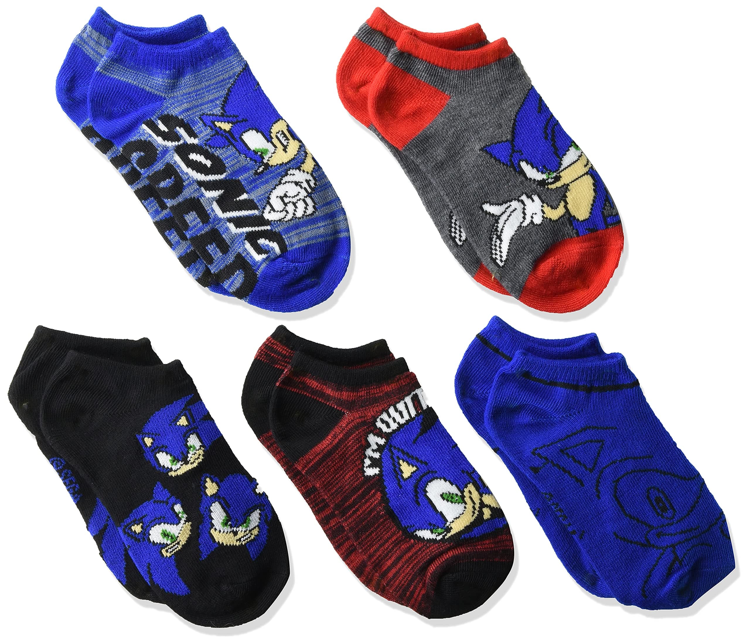 Sonic The Hedgehog boys 5 Pack No Show Socks
