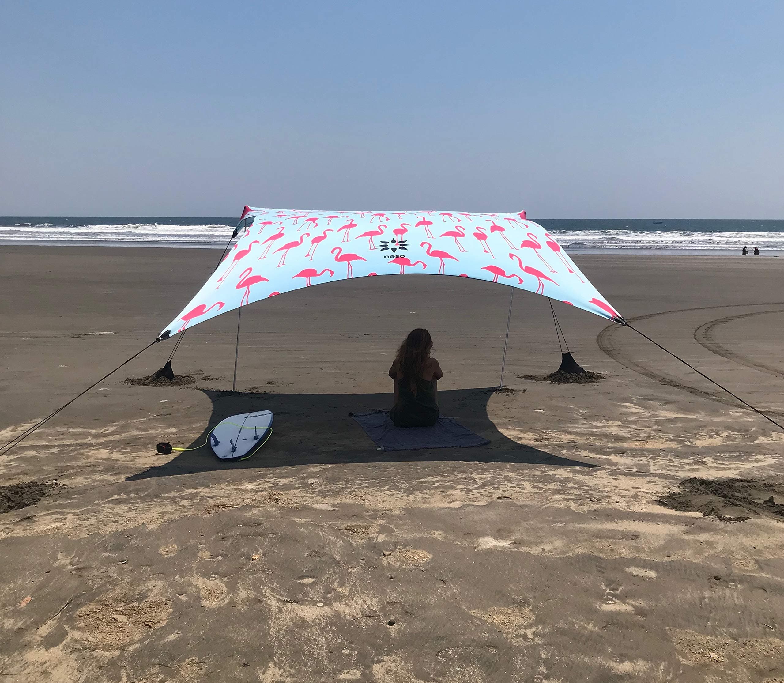 Grande Portable Beach Tent Sun Shelter - Lightweight Beach Shade Canopy - Easy Setup for Family Outings - Patented Reinforced Corners - UPF 50+ Sun Protection - 7ft Tall, 9 x 9ft