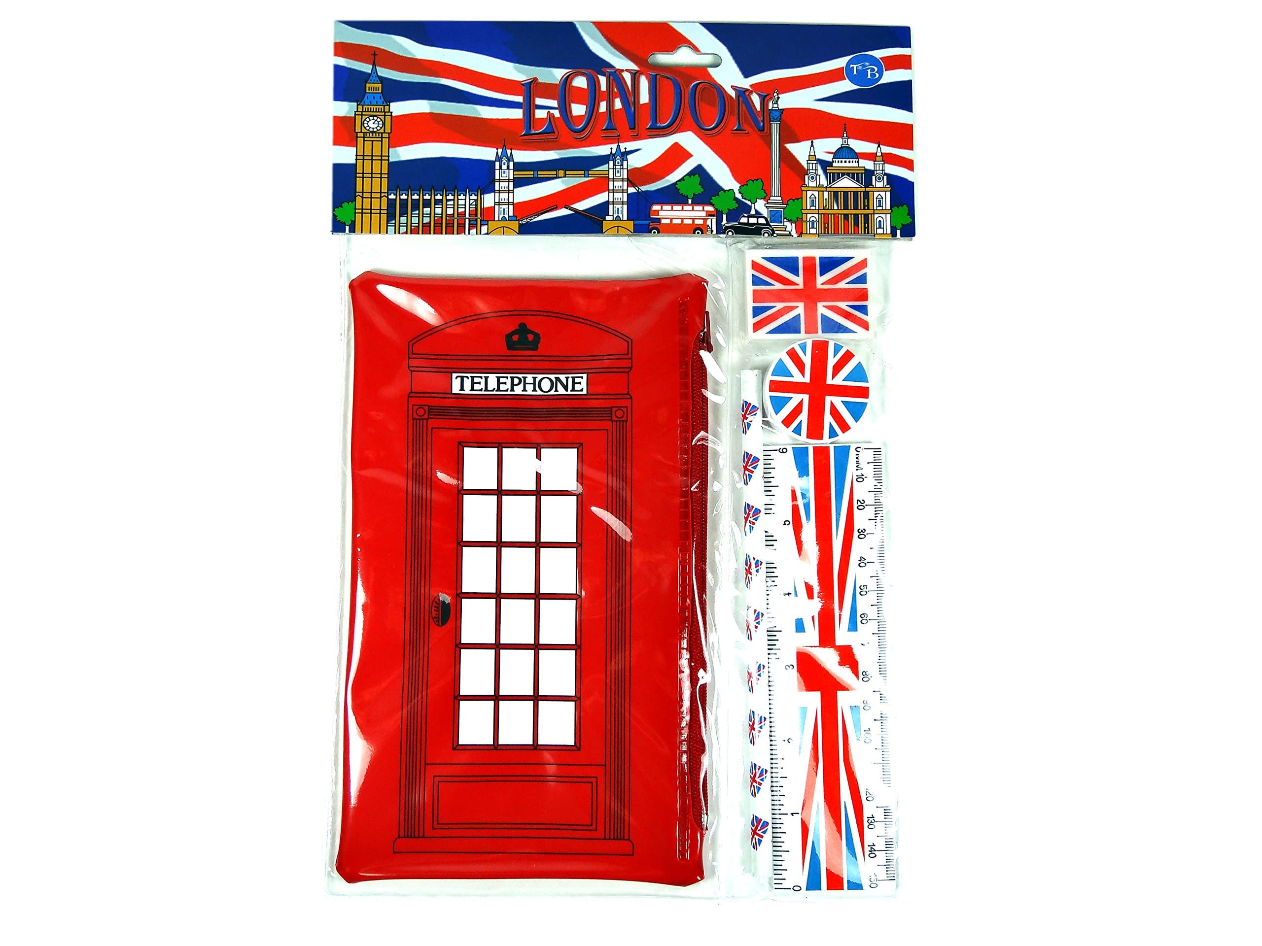 London Red Telephone Box School Kit with Union Jack Pencil Case and Union Jack Accessories