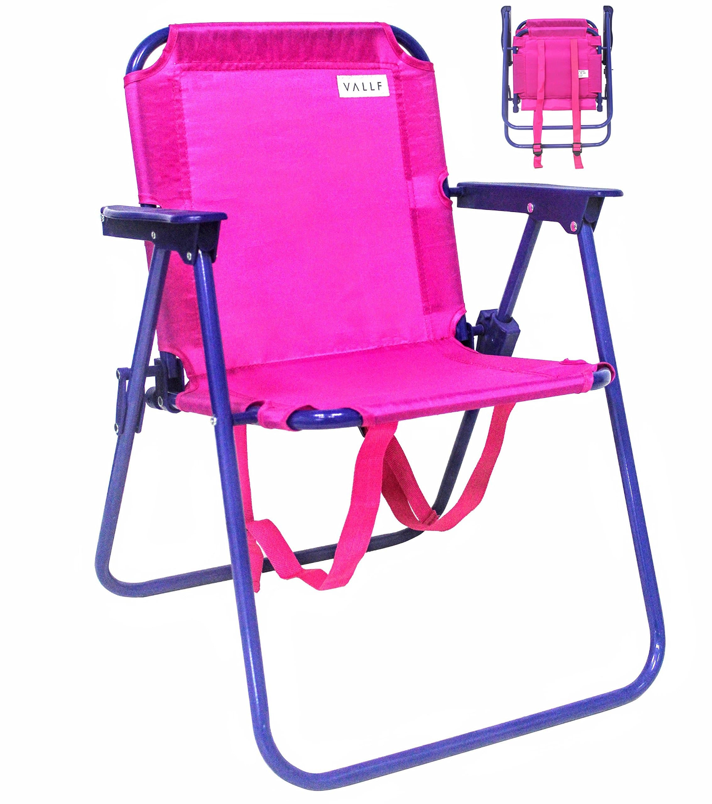 VALLF Kids Beach & Camping Folding Chair with Convenient Backpack Straps and Safety Lock to Avoid Accidents 2~5 Years Old (Pink)