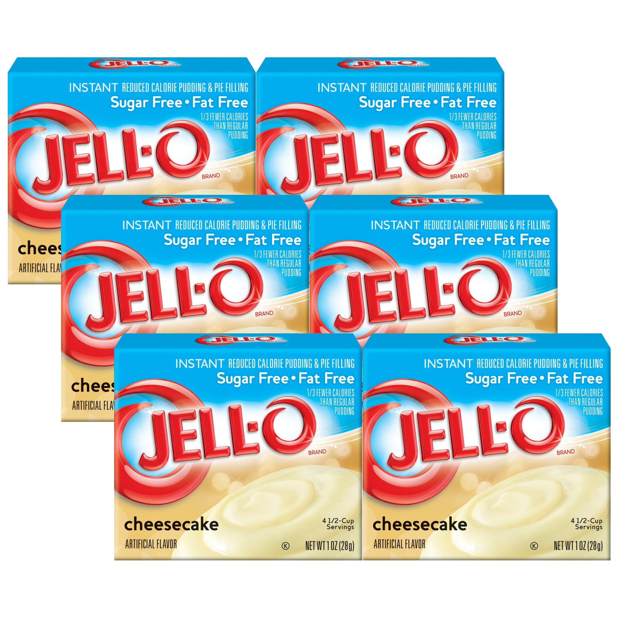 Jell-O Instant Cheesecake Sugar-Free Fat Free Pudding & Pie Filling (1 oz Boxes, Pack of 6)