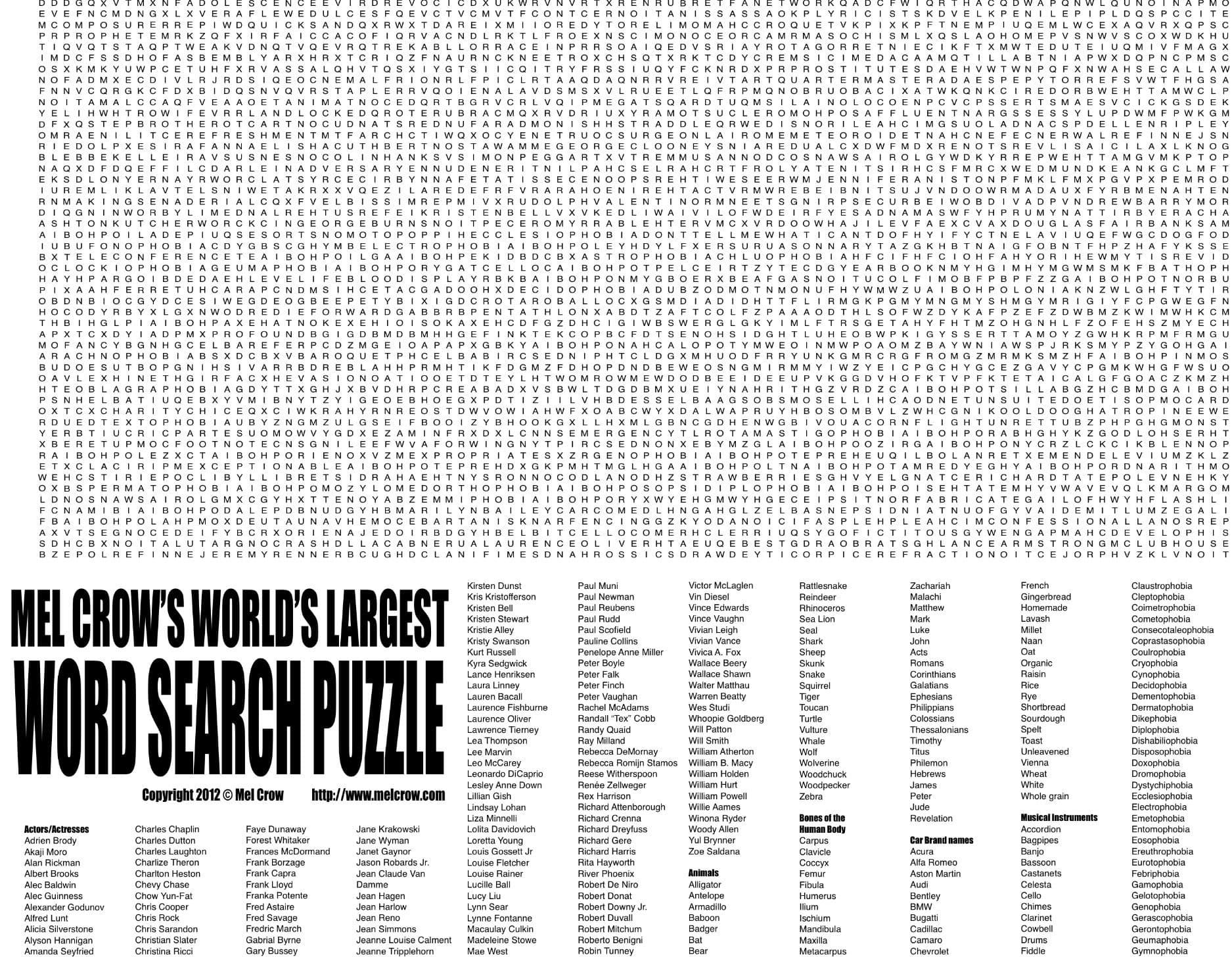 Mel Crow's World's Largest Word Search Puzzle