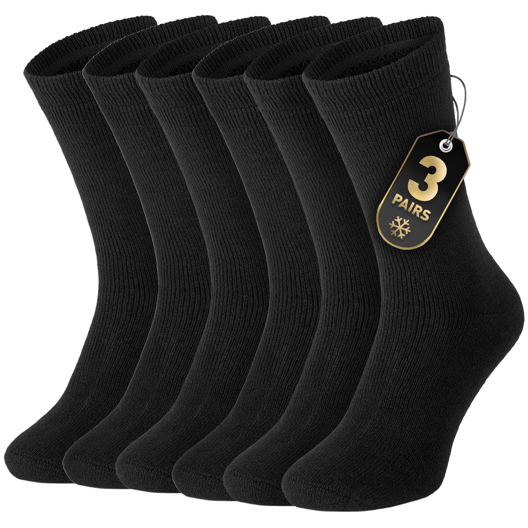 All Things Accessory 3 Pairs Mens Thermal Socks - Brushed Thick Warm Winter Boot Socks UK 6-11 (Black)