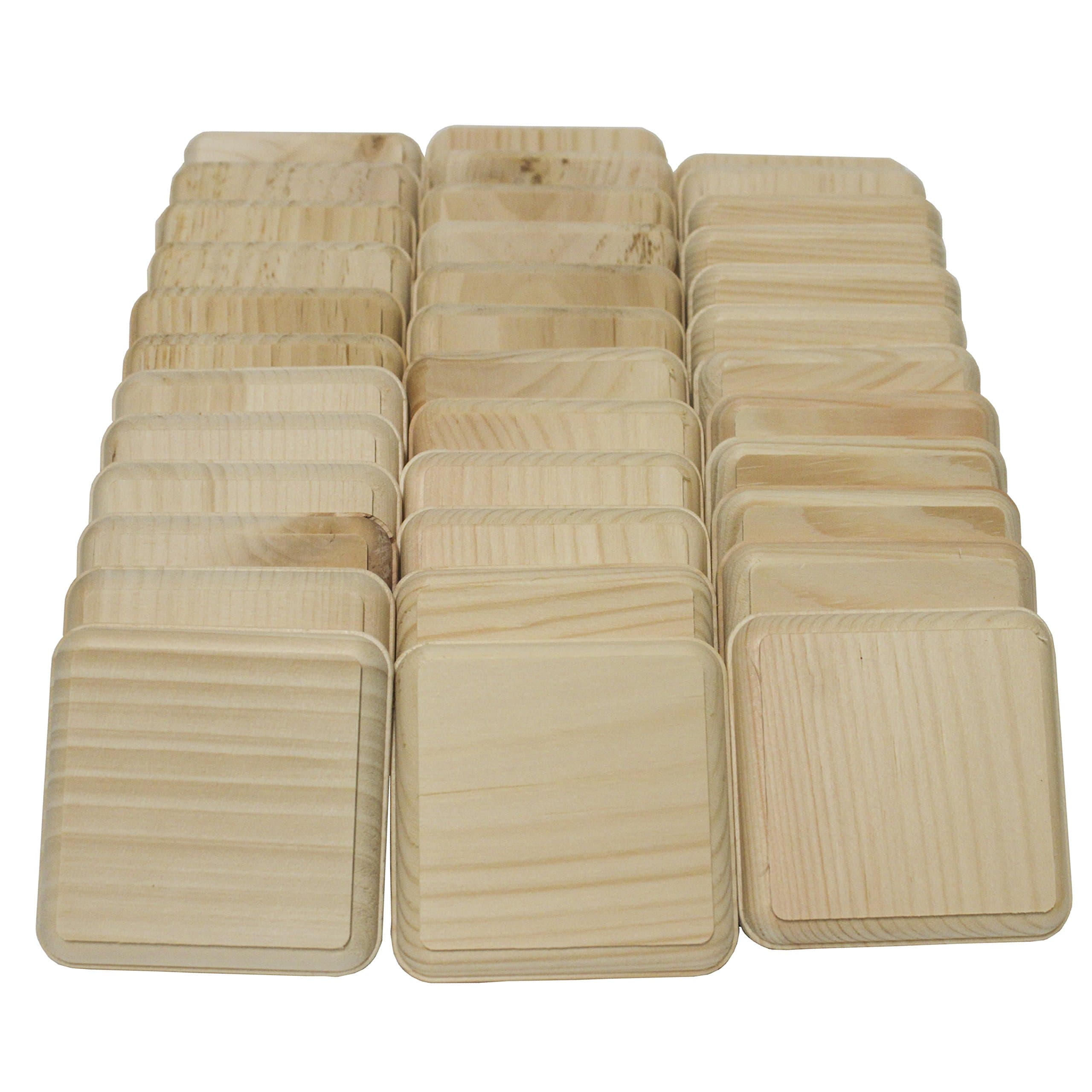 Walnut Hollow 42162 4" Square Assortment, 36pcs Wood Plaque, Pine