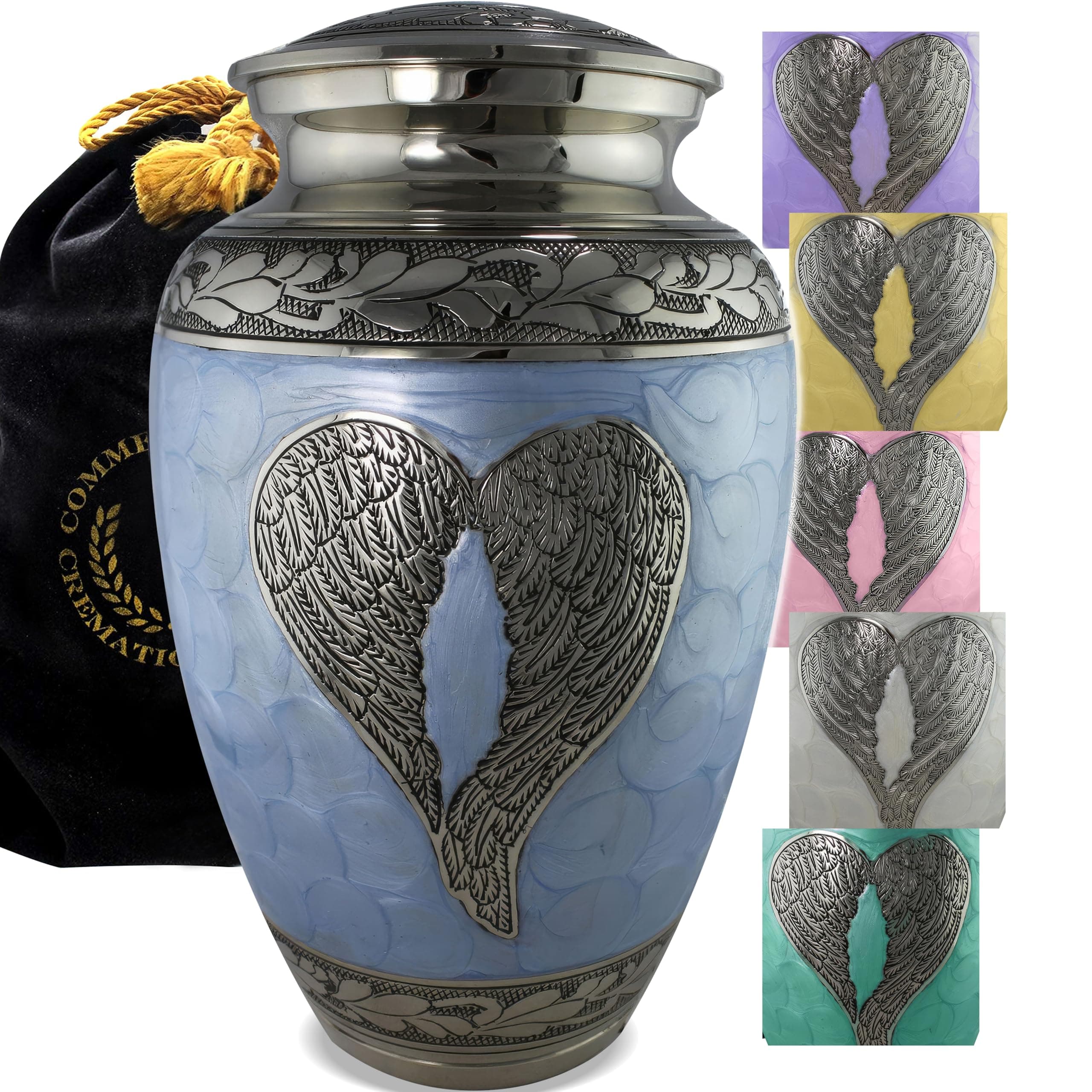 Blue Angel Cremation Urn for Ashes Adult Male - Personalized Cremation Urns for Human Ashes Adult Man Decorative Urns - Beautifully Handcrafted