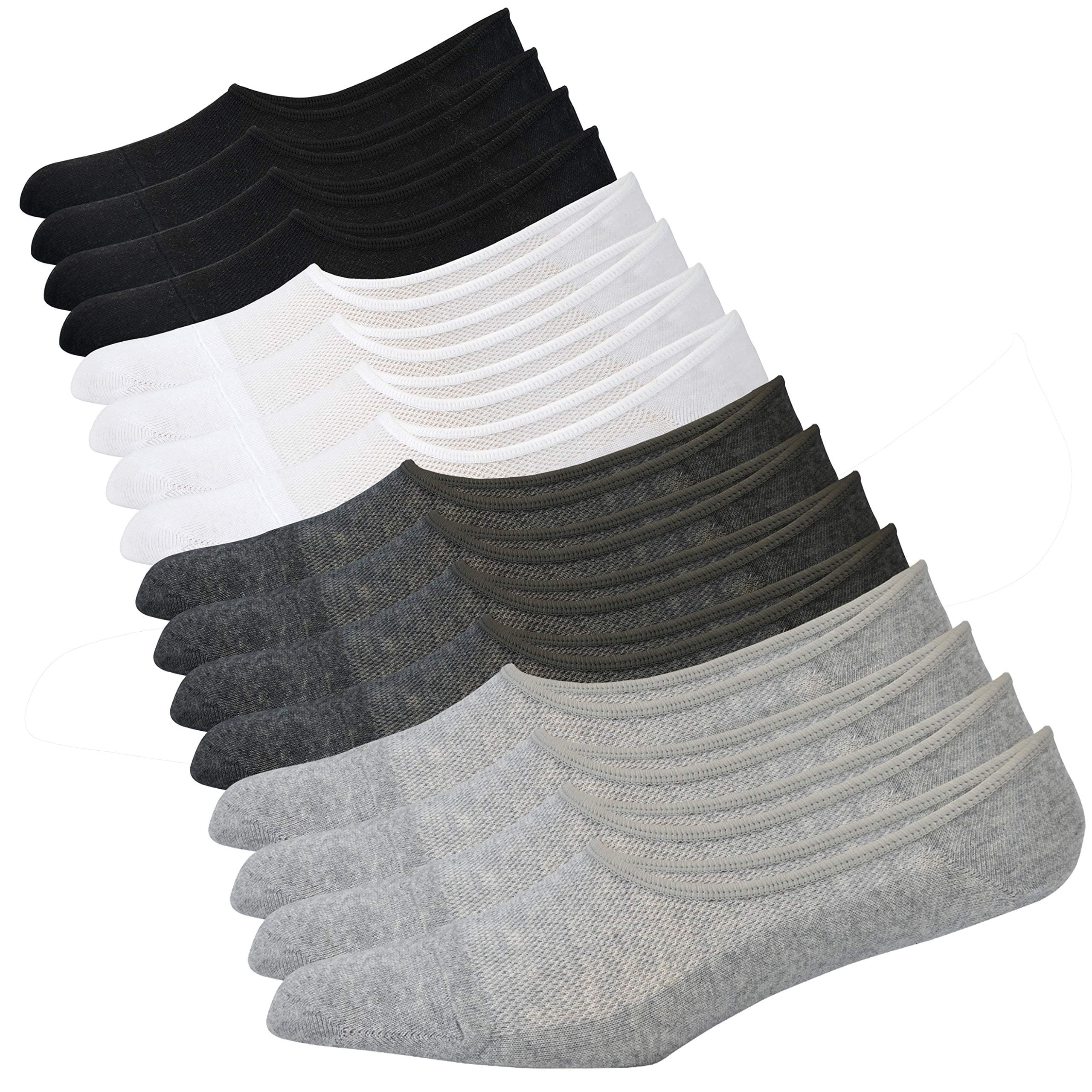 Genuine Mens No Show Socks, Loafer Sneakers Low Cut Cotton Socks With Non Slip Grips