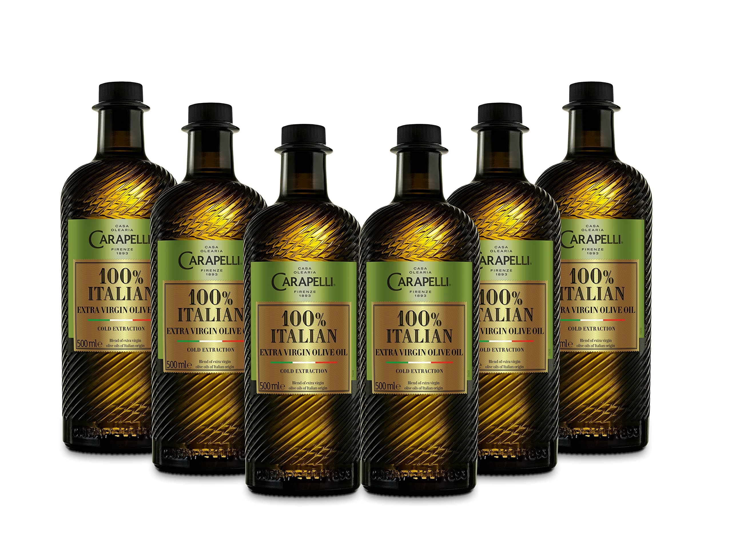 100% Italian Extra Virgin Olive Oil, Cold Pressed Extra Virgin Olive Oil, Pack of 6 x 500 ml