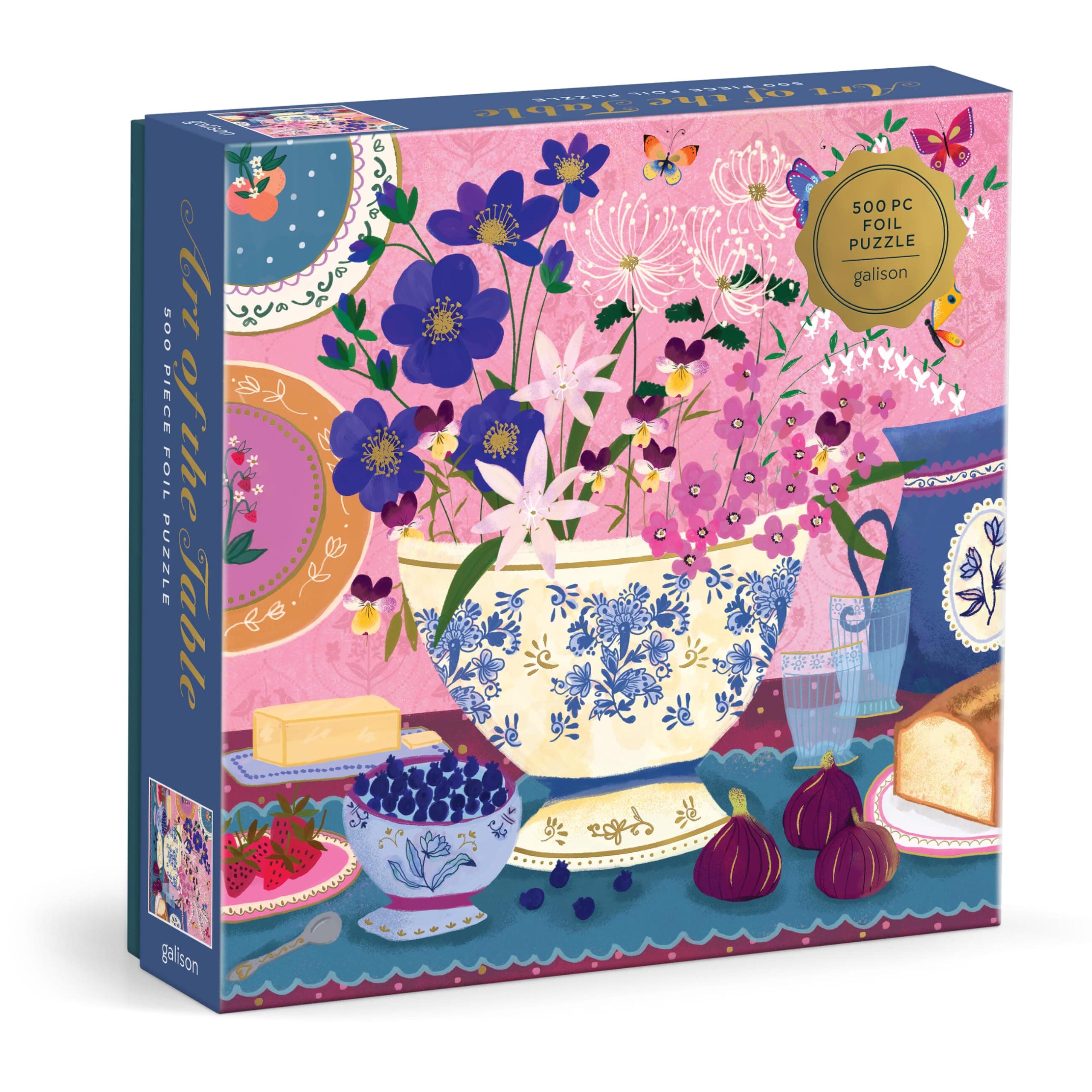 Galison Art of The Table – 500 Piece Joy Laforme Jigsaw Puzzle Featuring Beautiful Artwork of Figs and Violets in A Still Life Setting