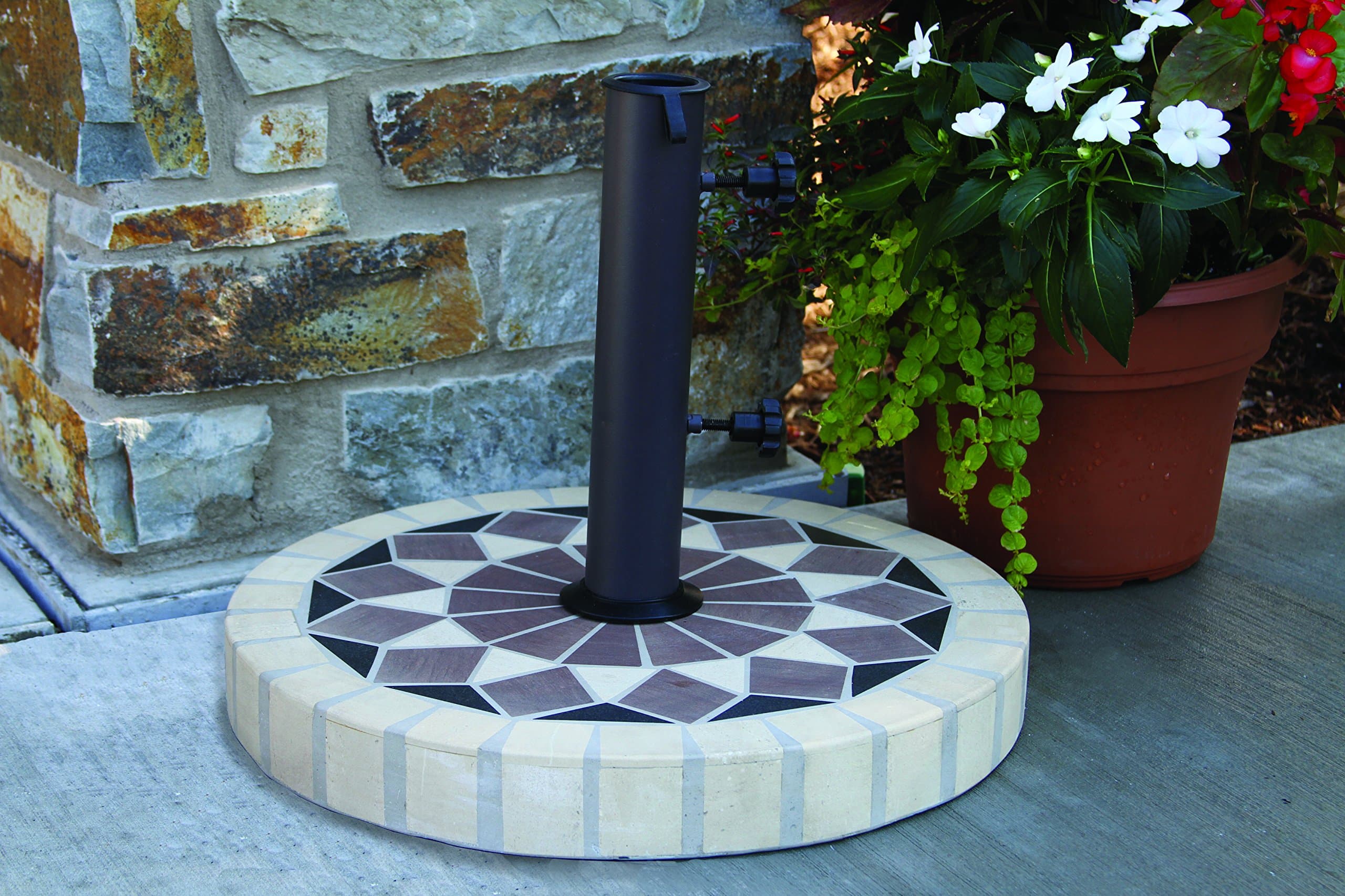 Outdoor Interiors 20" Natural Stone Mosaic Umbrella in Sundance Sandstone, Sundance- Sandstone