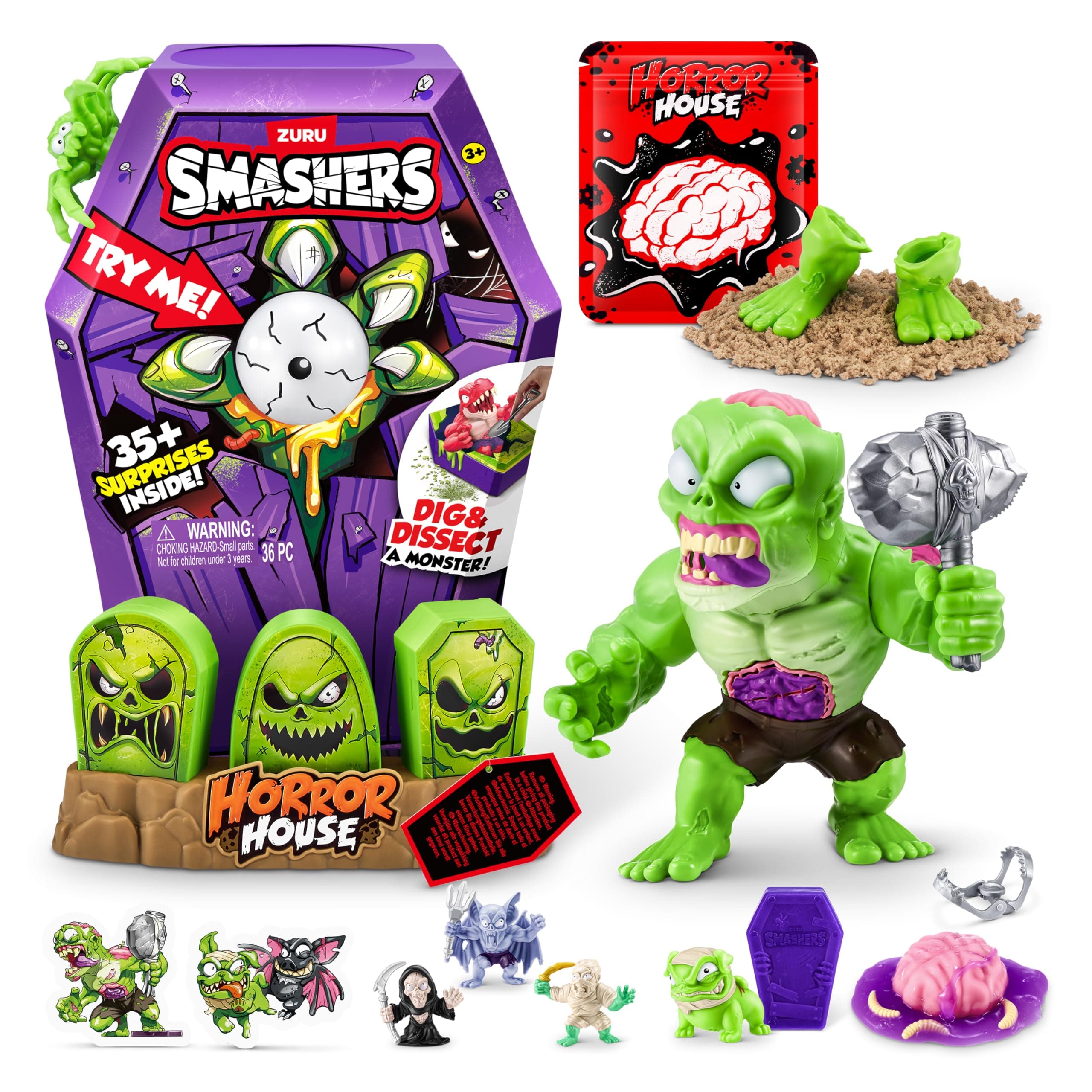 Smashers Mega Horror House (Green) by ZURU, Interactive Toy, Collectable Toy for Kids and Teens