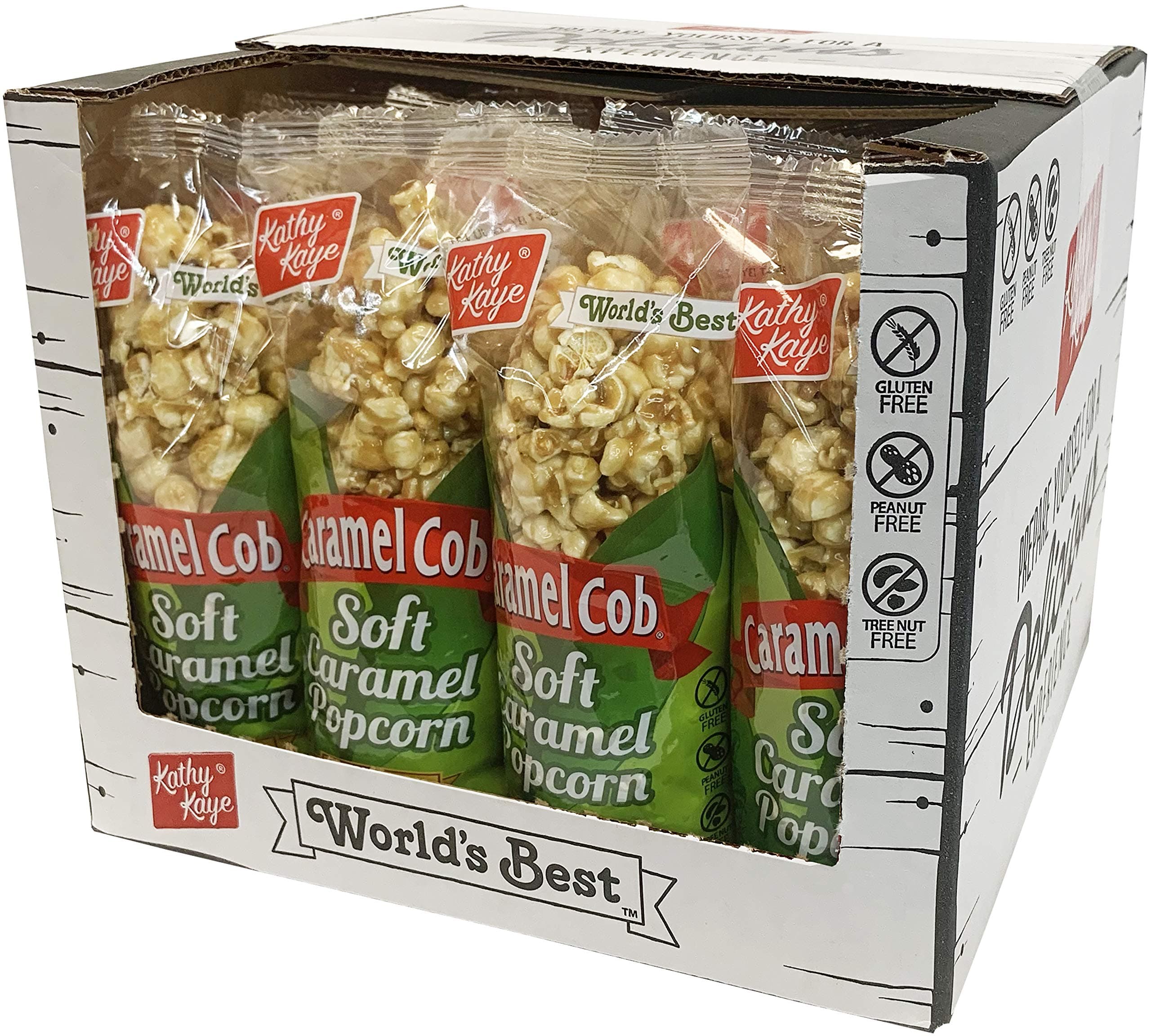 Caramel Cob Soft Caramel Popcorn – 16 Individually Wrapped 2.5 oz Bars – Gluten-Free, Peanut & Tree Nut-Free – Microwaveable for Warm, Gooey Taste – Made in the USA – Classic Sweet Snack