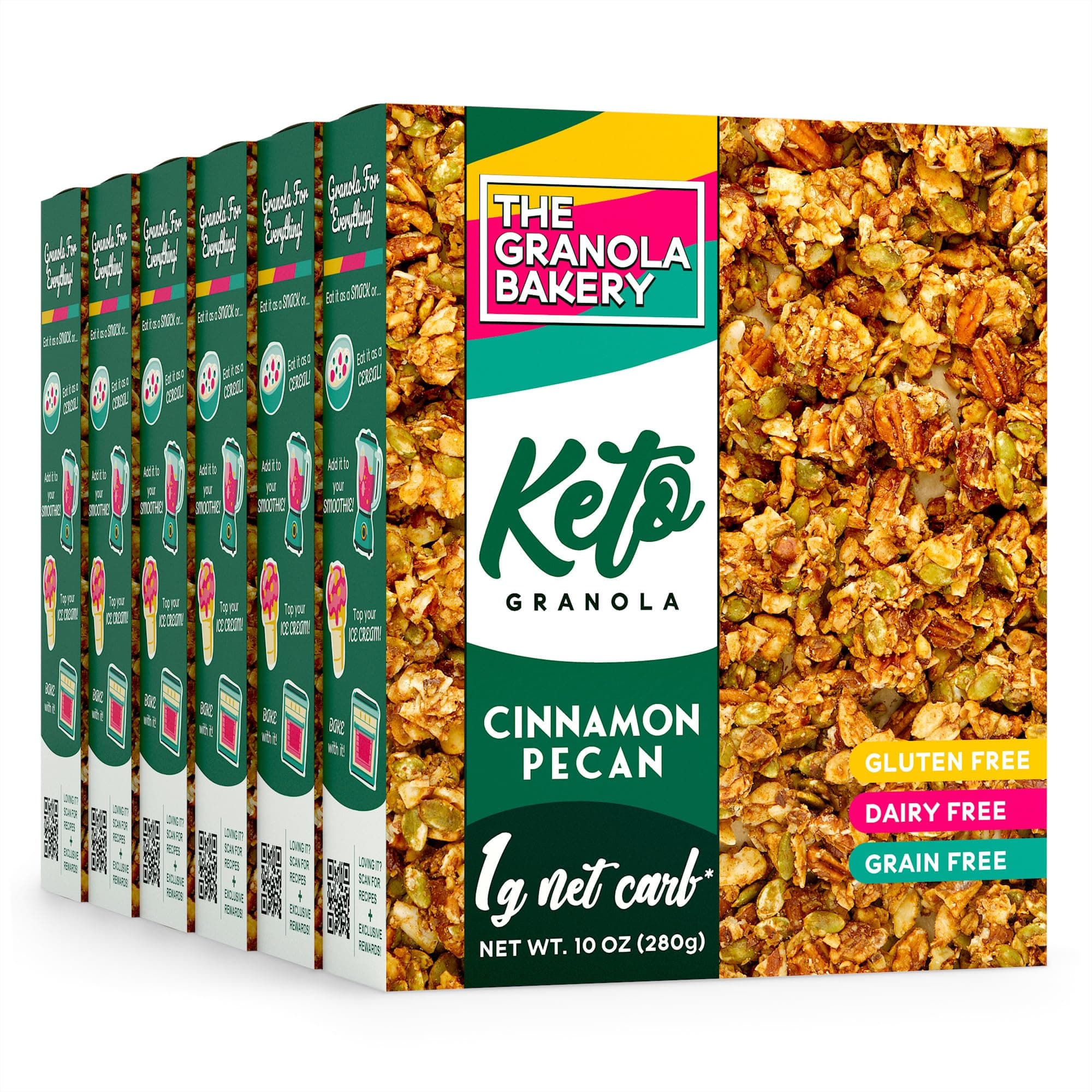 TGB Cinnamon Keto Granola | 1g Net Carb Cereal | Gluten Free Low Carb Nut Snack, 10 Ounces (Pack of 6)