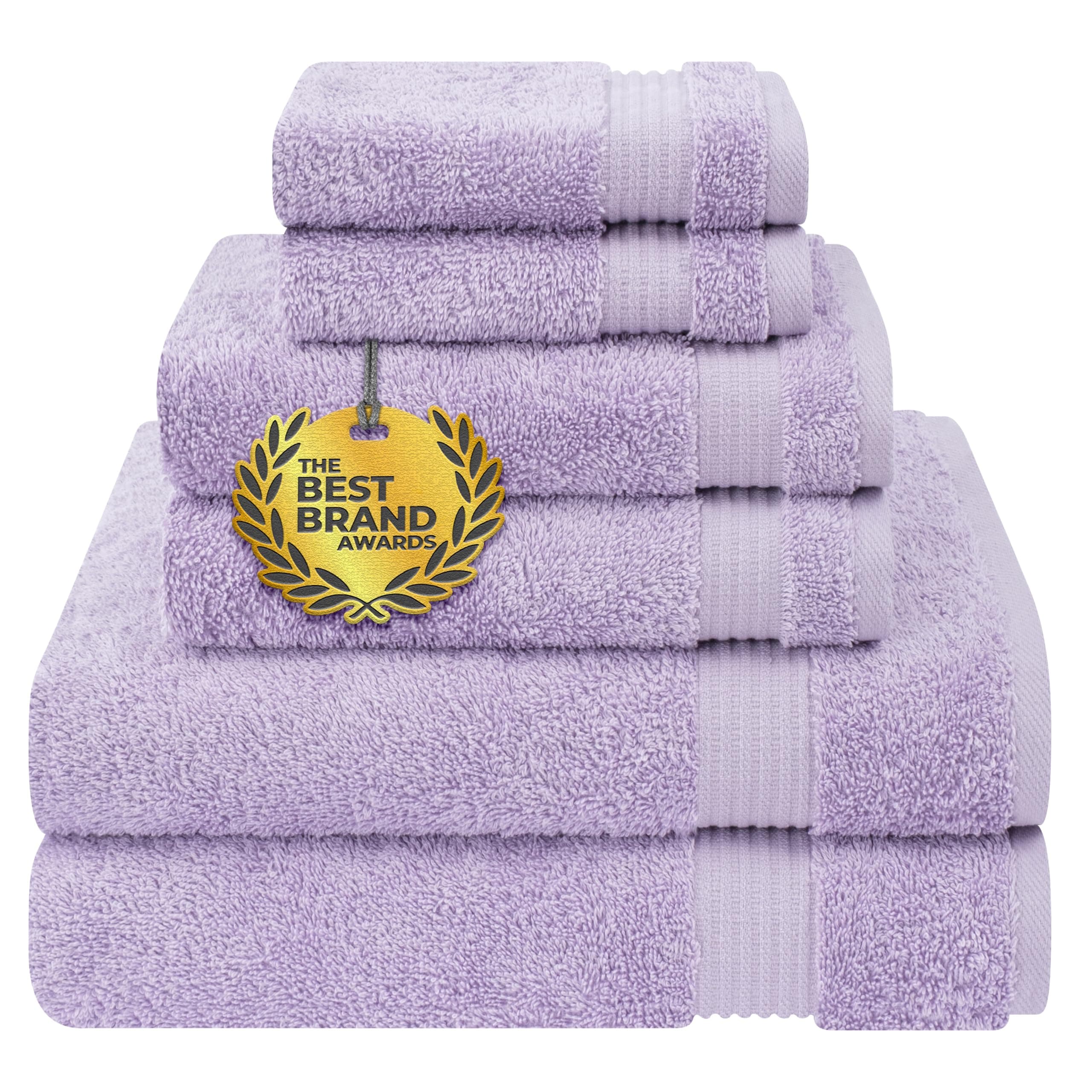 Cotton Paradise 6 Piece Towel Set, 100% Cotton Soft Absorbent Turkish Towels for Bathroom, 2 Bath Towels 2 Hand Towels 2 Washcloths, Lilac Towel Set