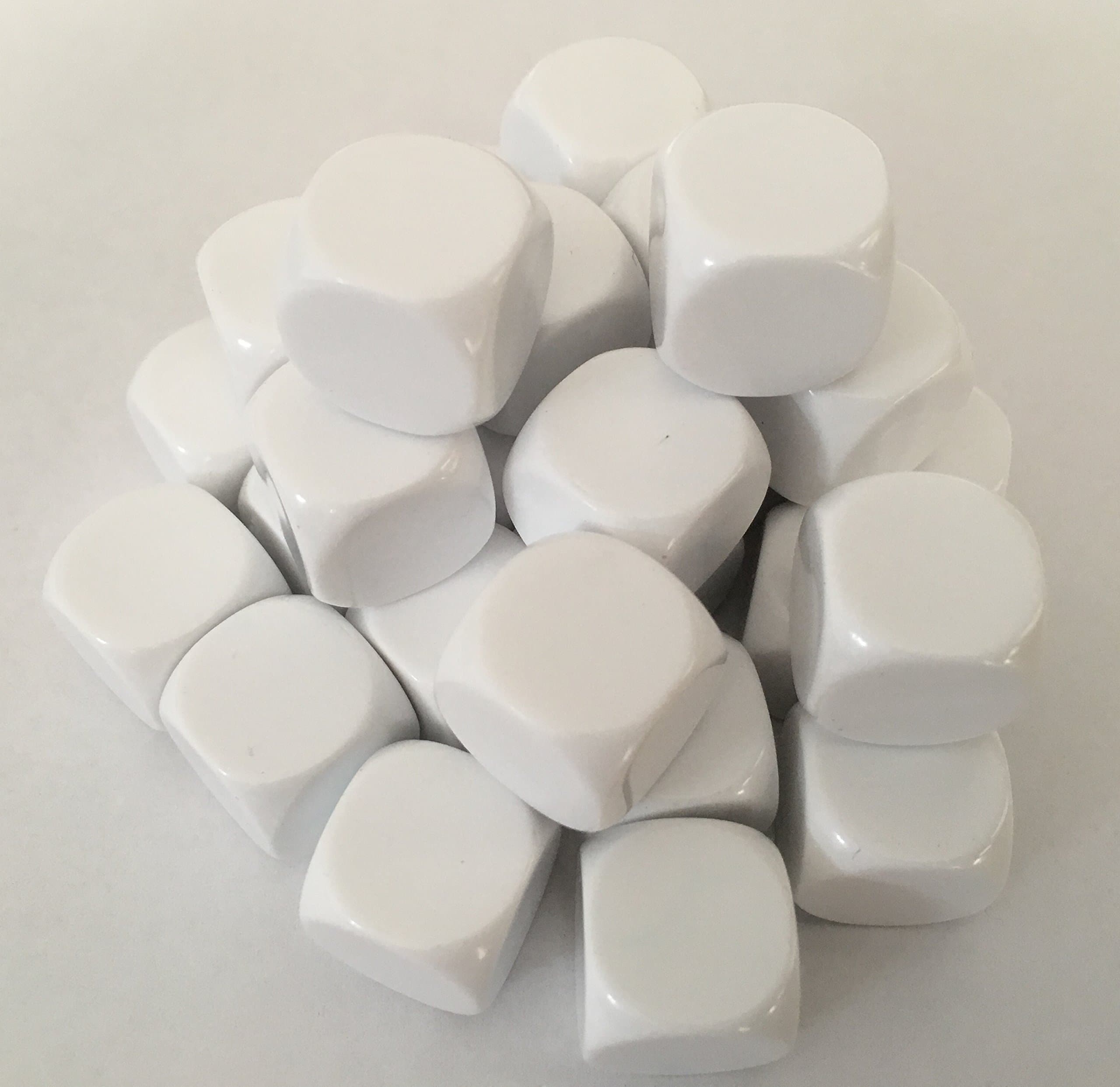 Big Cherry 24x Blank 16mm D6 (6 Sided) Dice - White