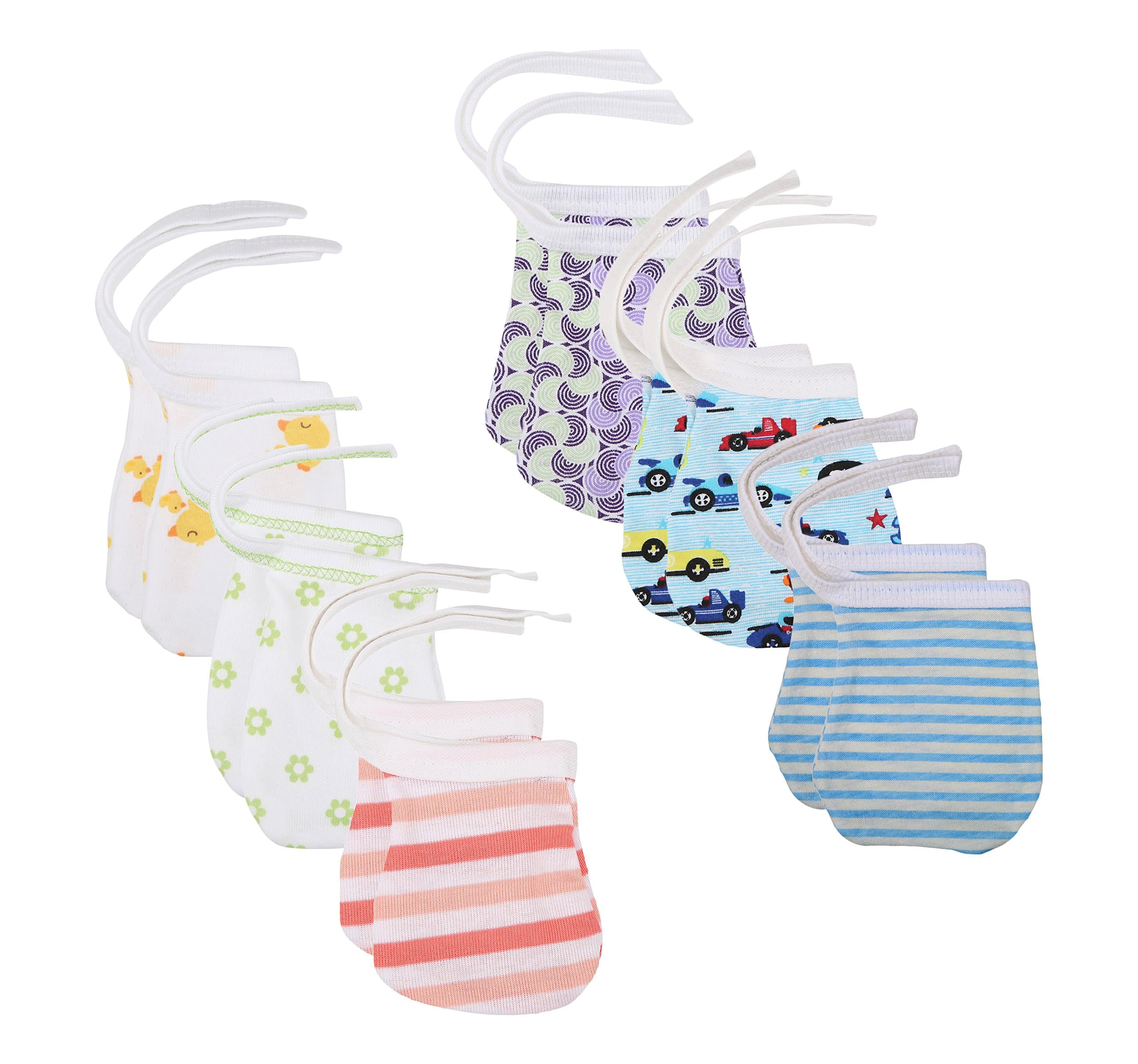 FARETO Baby Boy's and Girl's Cotton Mitten (Multicolour, 6-9 Months) - Set of 12