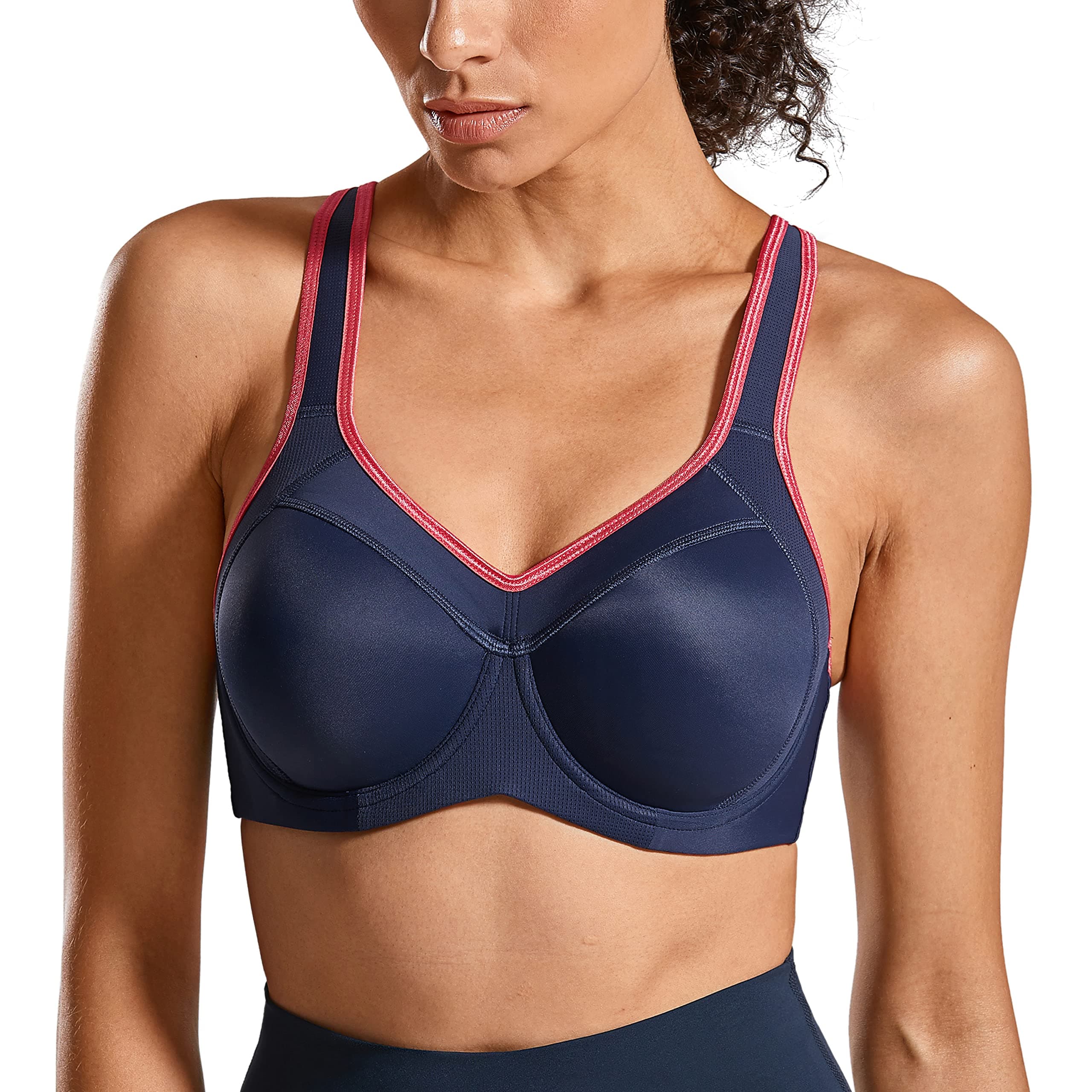 SYROKAN Women's Full Support High Impact Racerback Lightly Lined Underwire Sports Bra
