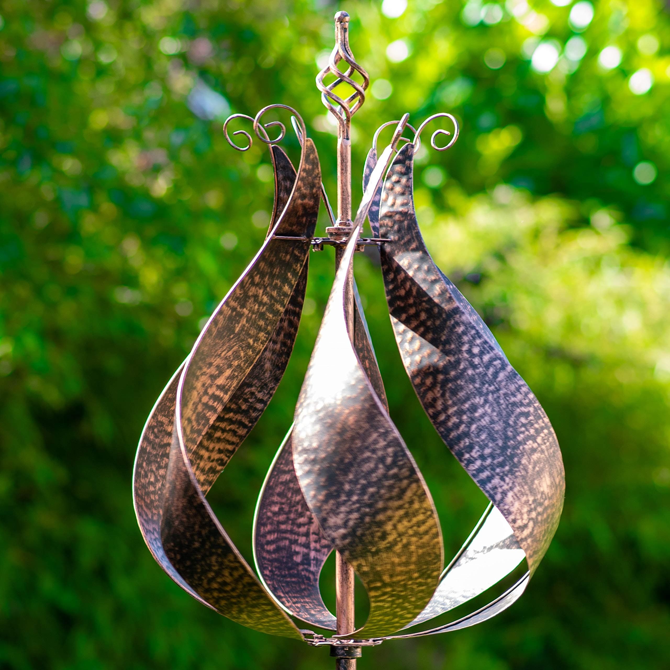 Creekwood Blenheim Wind Spinner Brushed Copper Metal Garden ornaments outdoor Garden Decorations Kinetic Wind Spinners for Patio, Lawn, and Garden décor Metal Outdoor Decorative 76 inches (192cm)