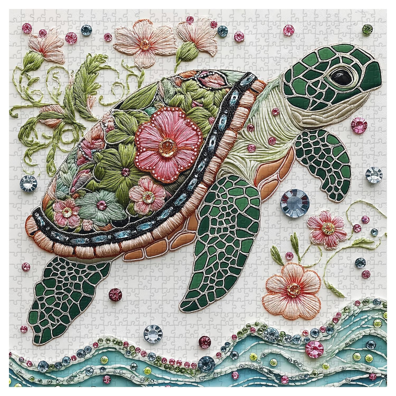 Sea Turtle 1000 Piece Puzzle for Adults, PICKFORU Wave Spirit Jigsaw Puzzle 1000 Pieces, Nature Animal Art Puzzles as Home Decor