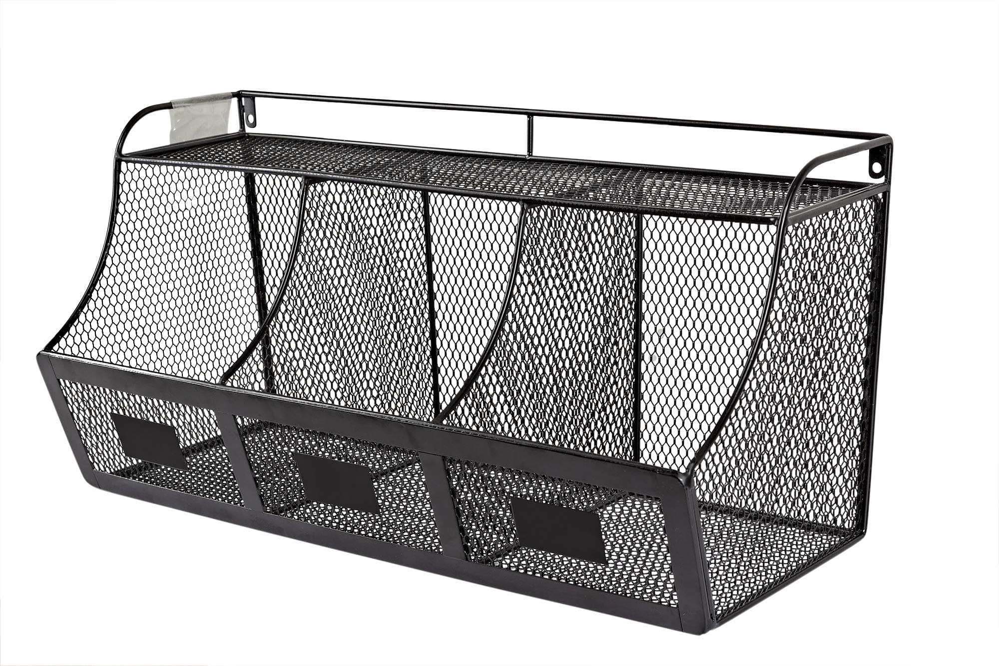 Kyrosss Wire Iron Hanging Kitchen Organizer- 23.7 Inch Length, 3 Tier Black Storage Pantry Rack for Fruits and Vegetables