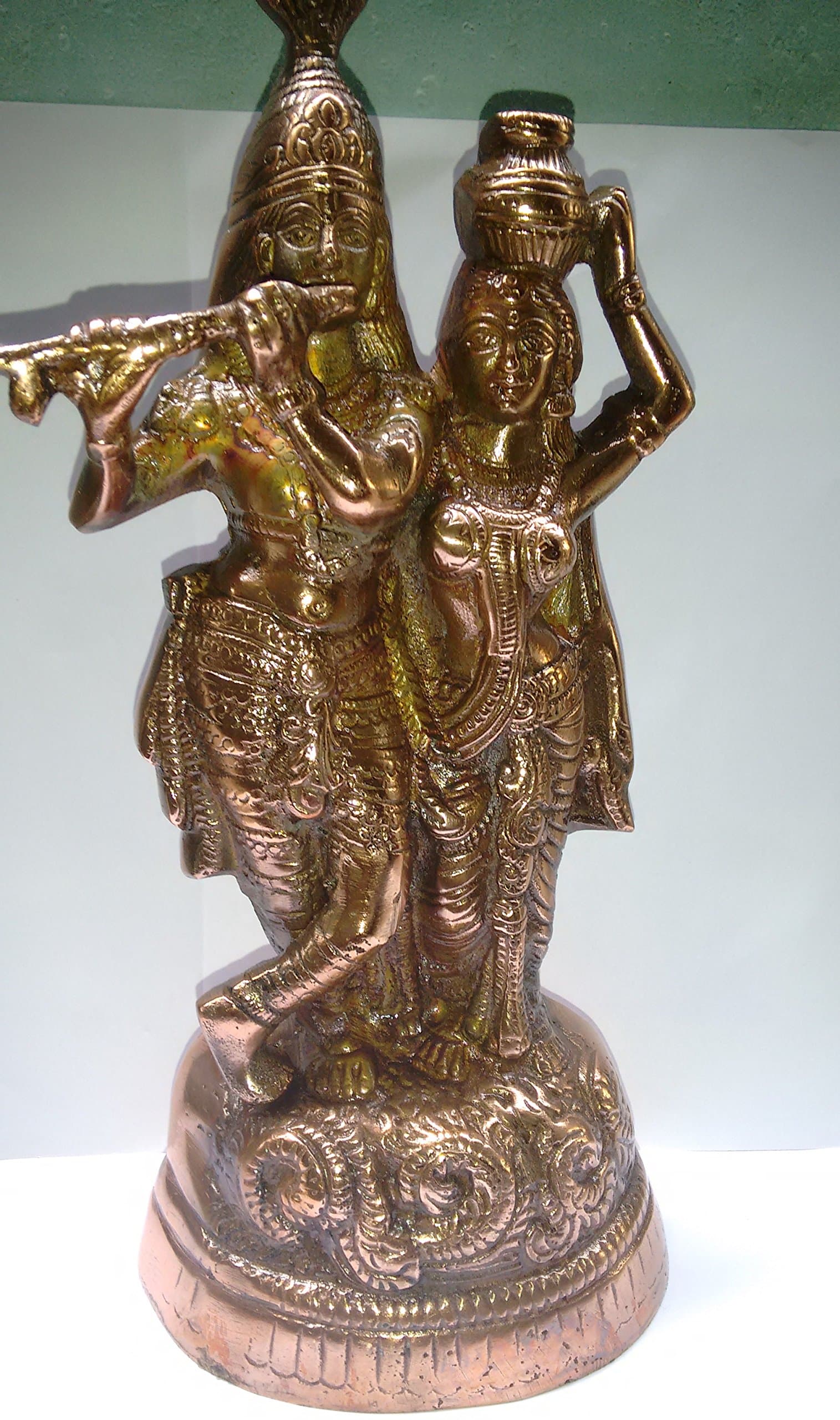 True Facility - Handcrafted Lord Radha Krishna Metal Decor Artistic Design - H 12 INCHES X L 6 INCHES X W 4 INCHES - Room Decor, Home Decor and Gifts By True Facility