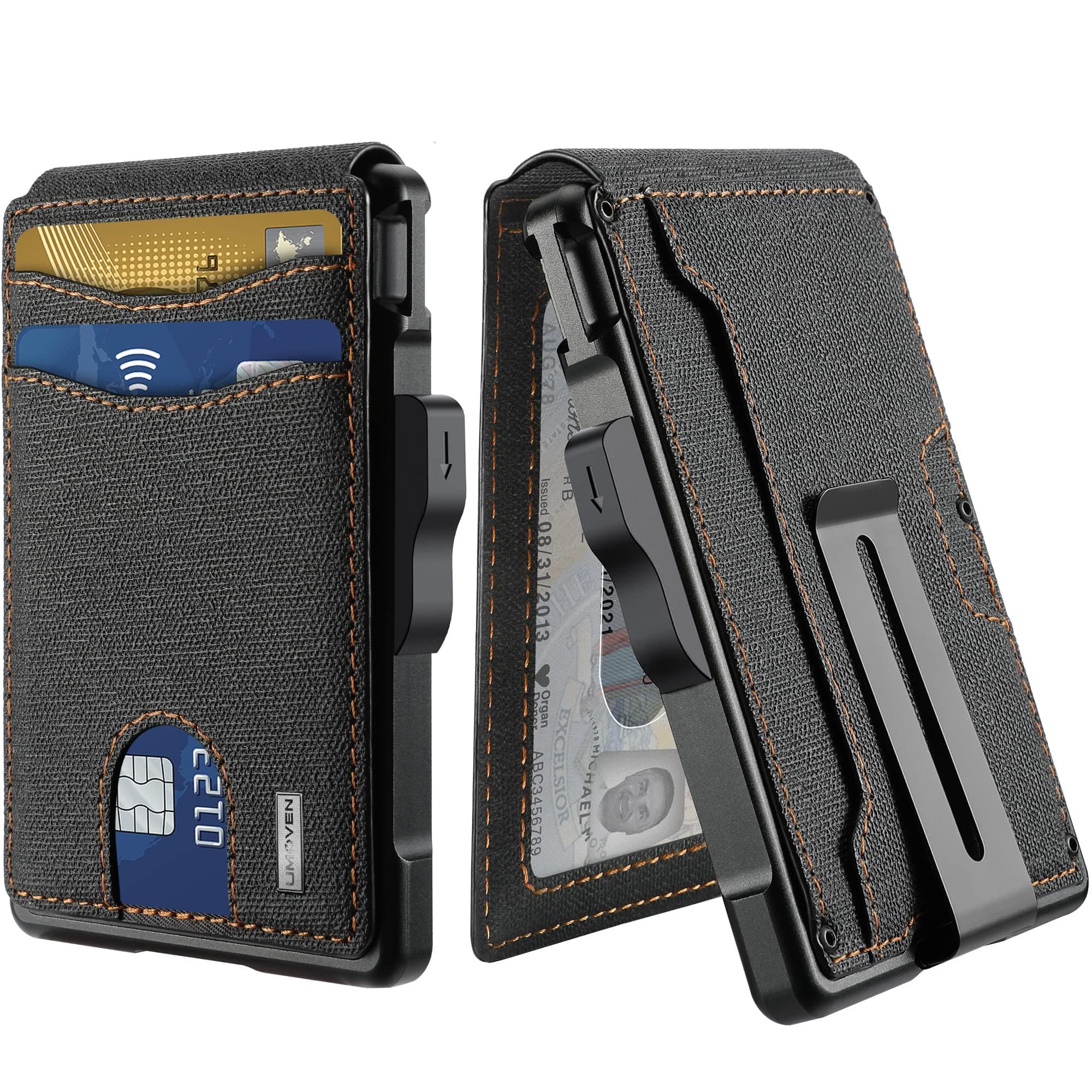 umoven Wallet for Men - with Money Clip Slim Leather Slots RFID Blocking Bifold Minimalist Wallet