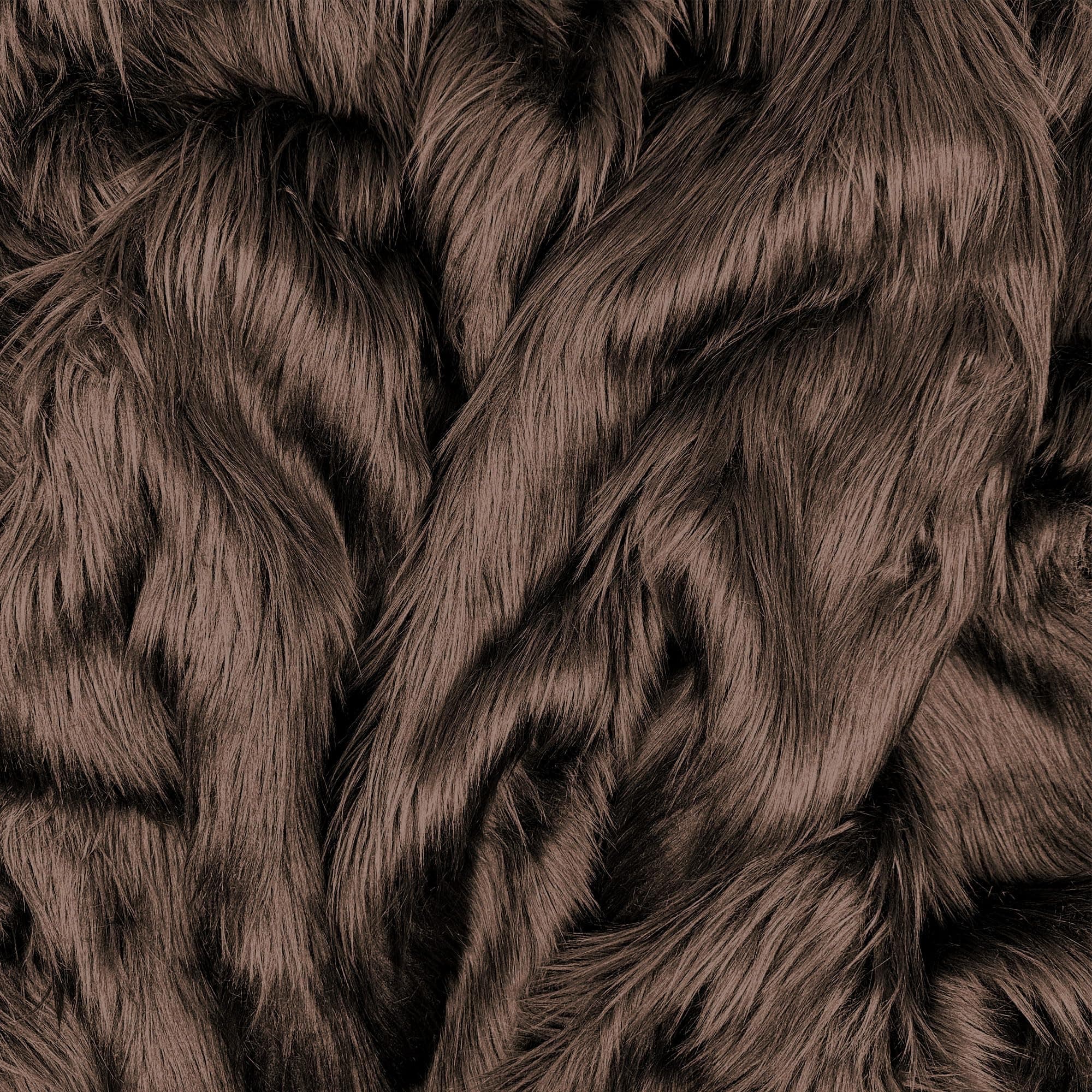 Barcelonetta | Faux Fur Fabric | Soft & Plush | Costume, Upholstery, Decoration, Sewing Material | Fluffy, Fuzzy | Shaggy, Long Pile (Dark Brown, 10" X 10")