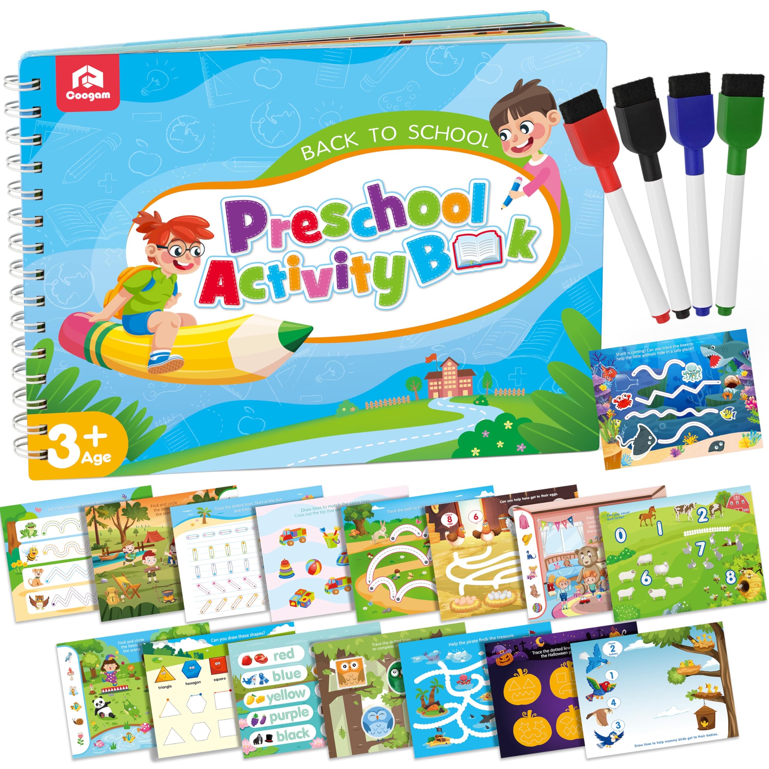 Magic Writing Practice for Preschool with Color Pattern, Learn to Write Workbook for Kids Age 3-12 Toys, Reusable Alphabet Numbers Tracing Book Learning Activities