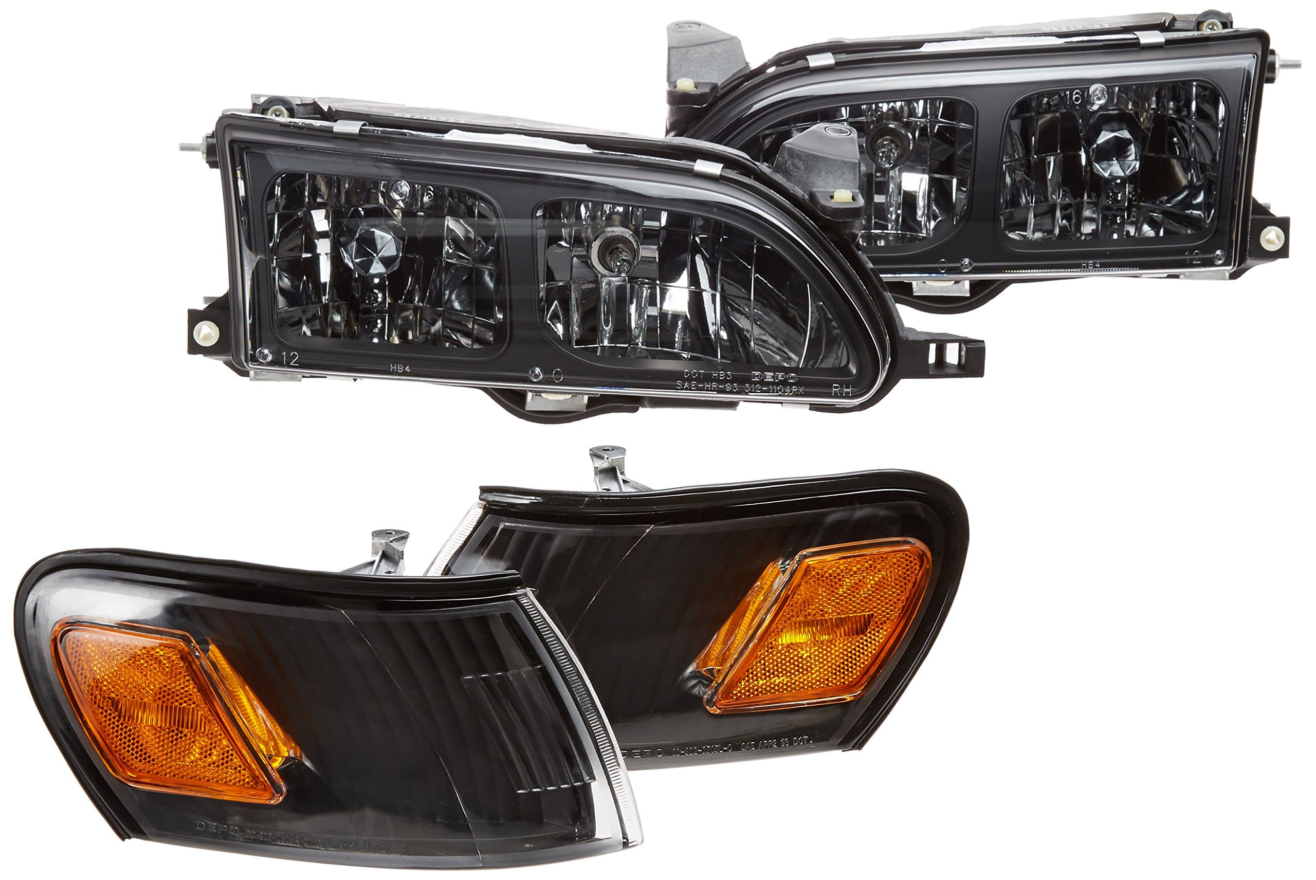 Spec-D Tuning 2LCLH-COR93JM-DP Toyota Corolla Dx Trac 4 5 Dr, Black Housing Clear Lens Headlights, Corner Lamps