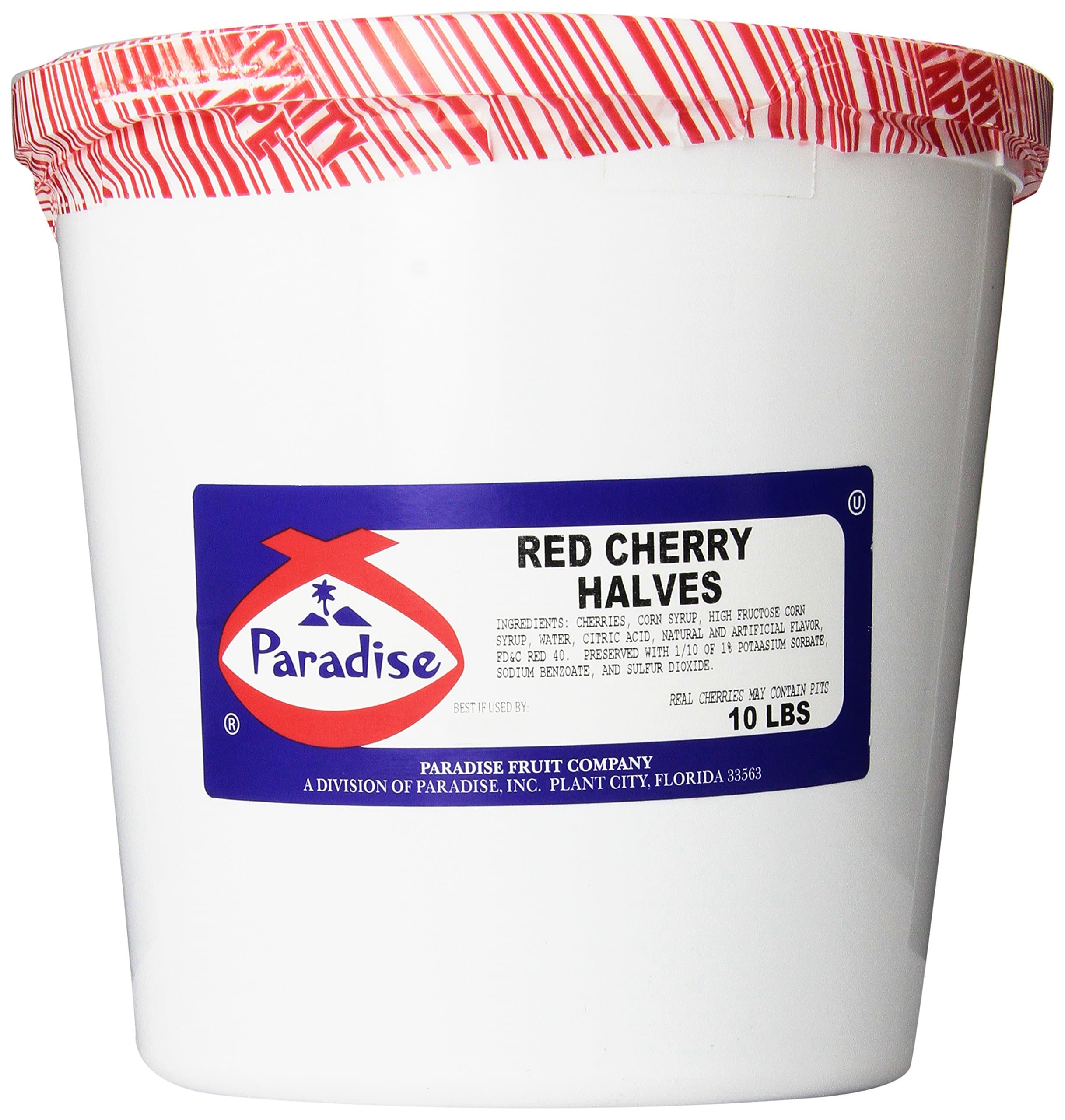 Paradise Red Cherry Halves, 10 Pound Tub