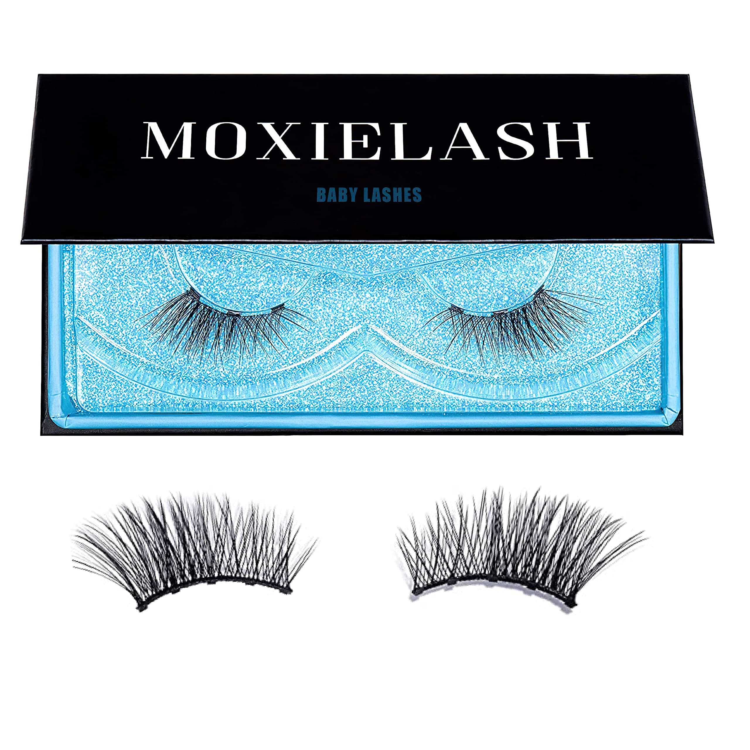 MoxieLash Magnetic Eyelashes - Baby | Reusable Magnetic Lashes, No Glue or Alcohol, Natural Accent Cat Eye & Subtle Beautiful Look, Professional Faux False Eyelashes - 1 Pair