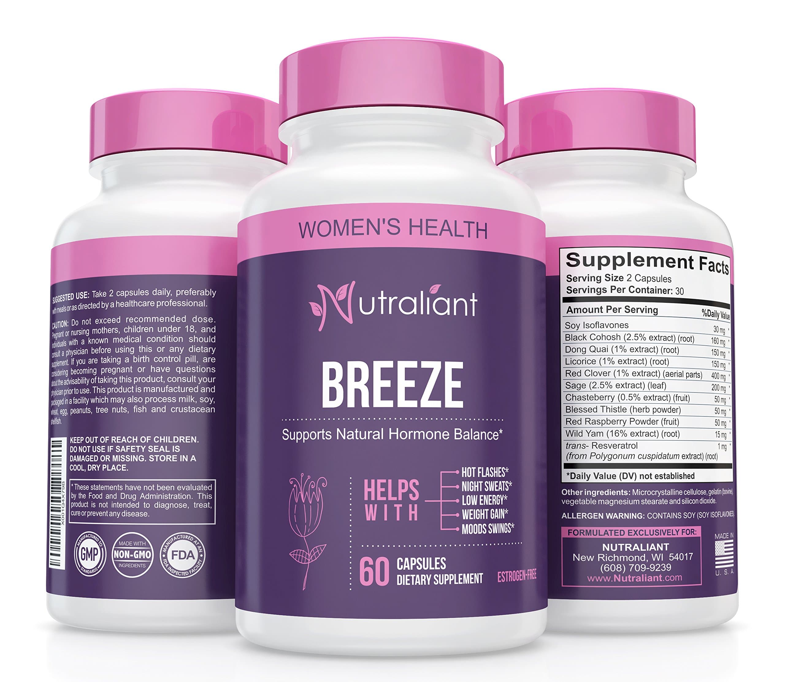 Best Menopause Supplements #1 Menopause Relief from Hot Flashes, Night Sweats, PMS, Mood Swings & Weight Gain. Hormone Balance for Women. Estrogen Free Herbal Menopausal Support Pills w Black Cohosh